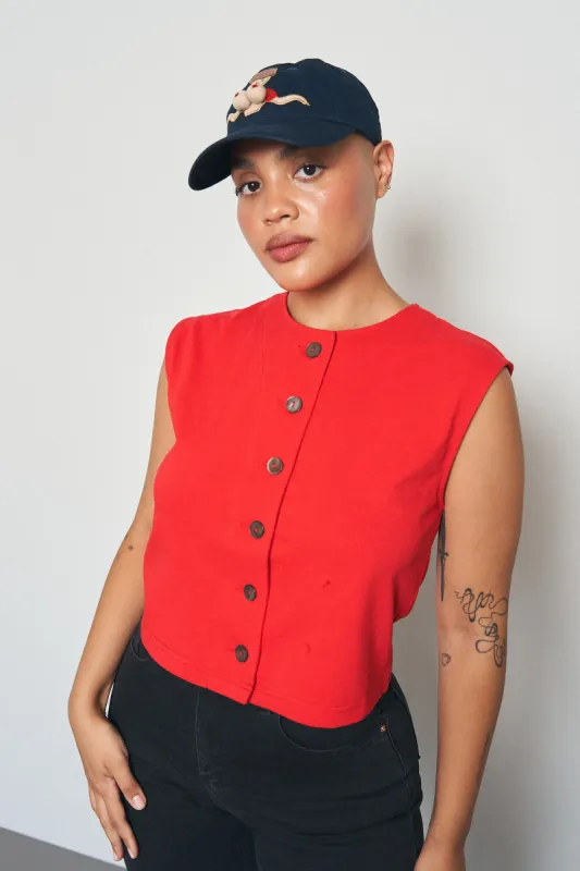 Button Audition Tee Red sold by Fashion Brand Company