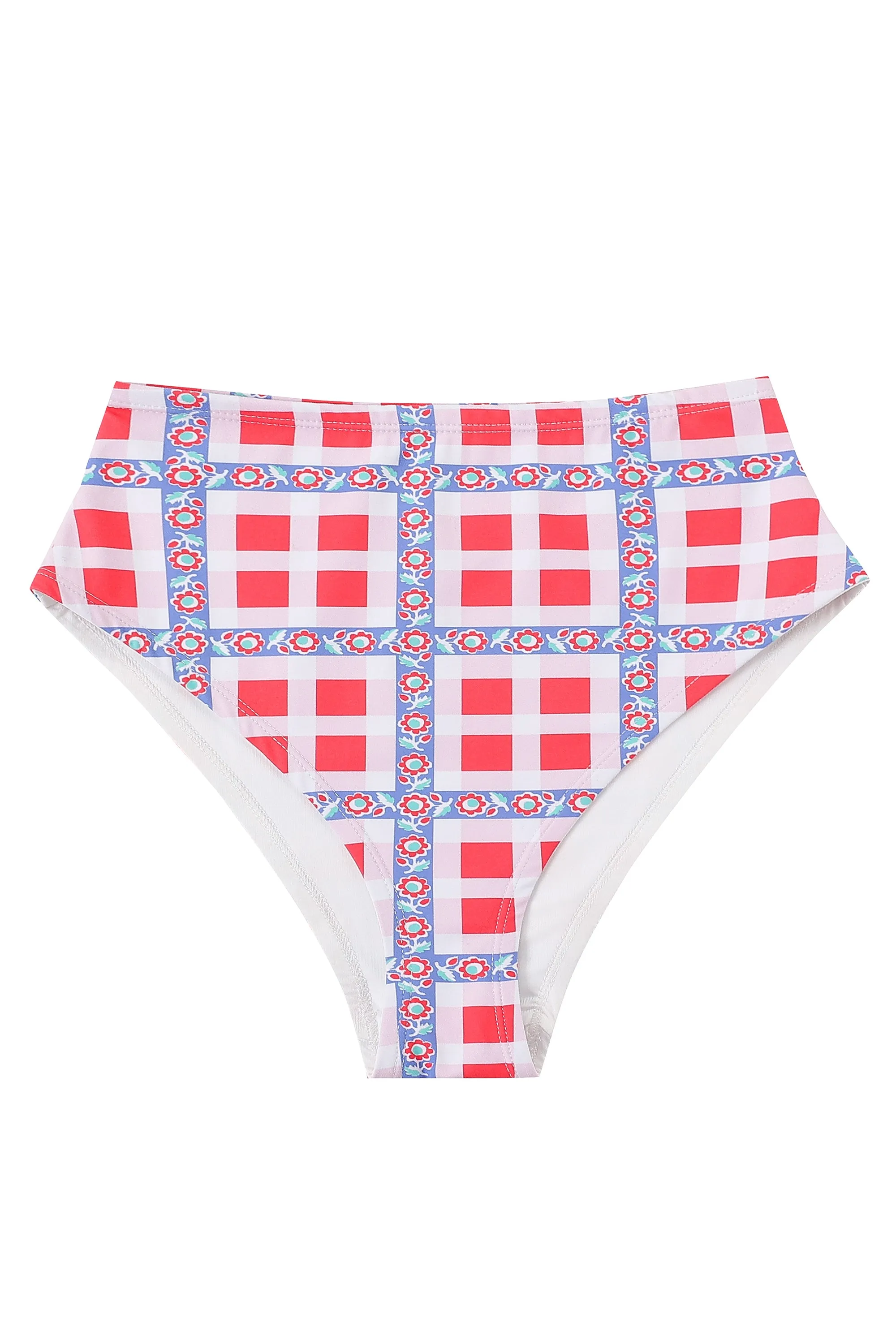 Gingham Ribbon Plaid High Waist Bikini Bottom sold by Fashion Brand Company