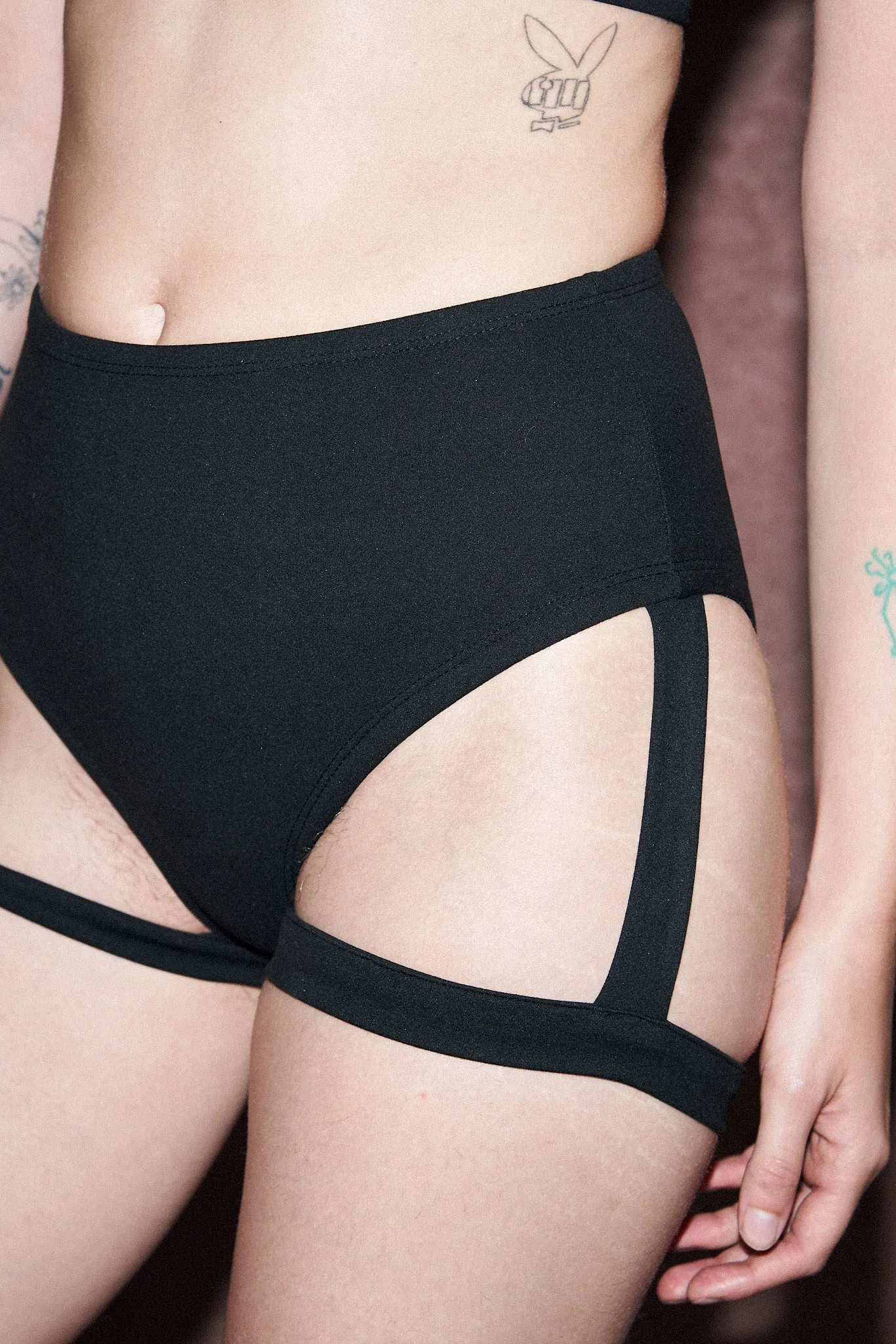 Black High Waist Garter Bikini Bottom sold by Fashion Brand Company product image thumbnail 2