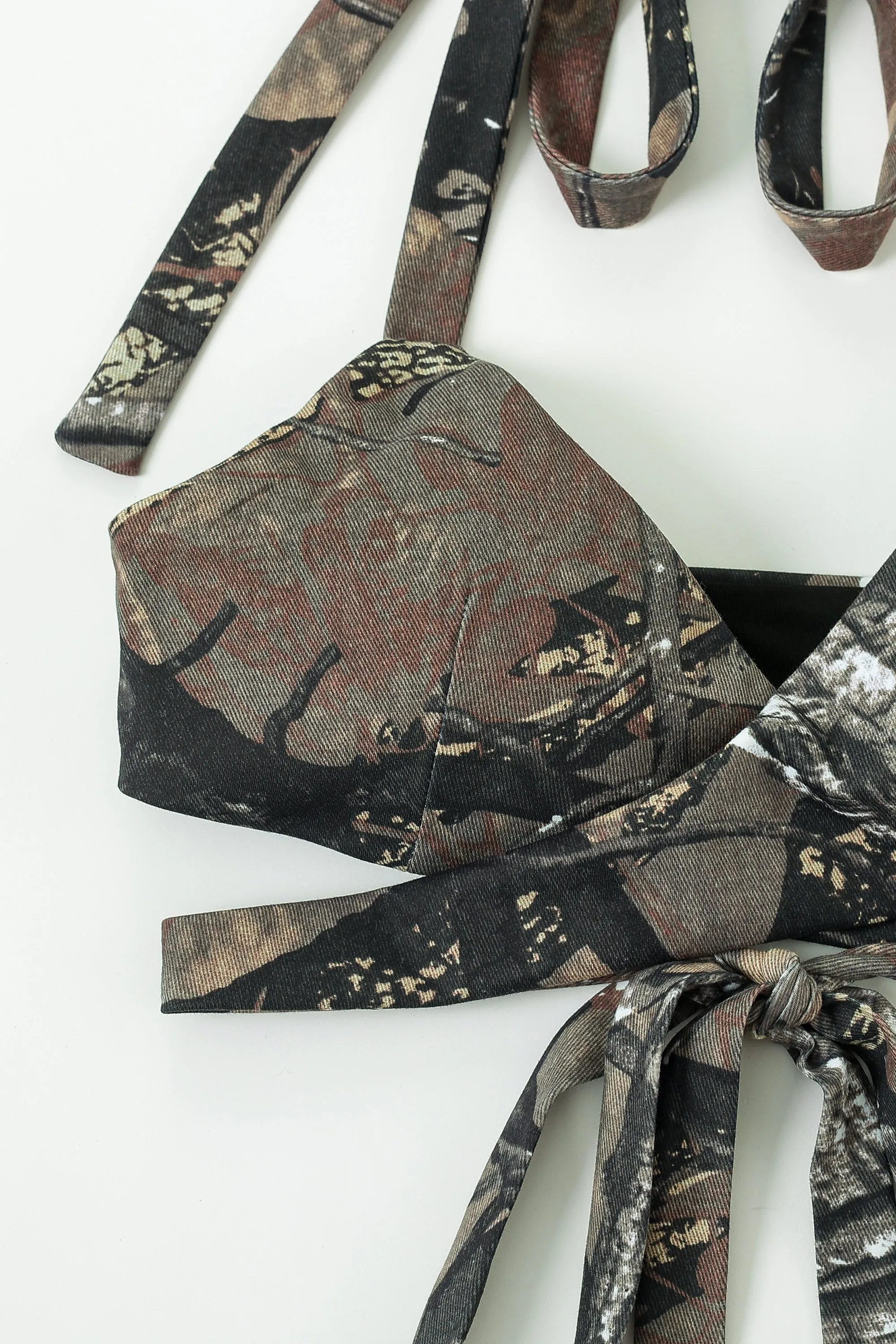 Forest Camo Wrap Halter Yoga/Swim Bra sold by Fashion Brand Company product image thumbnail 5