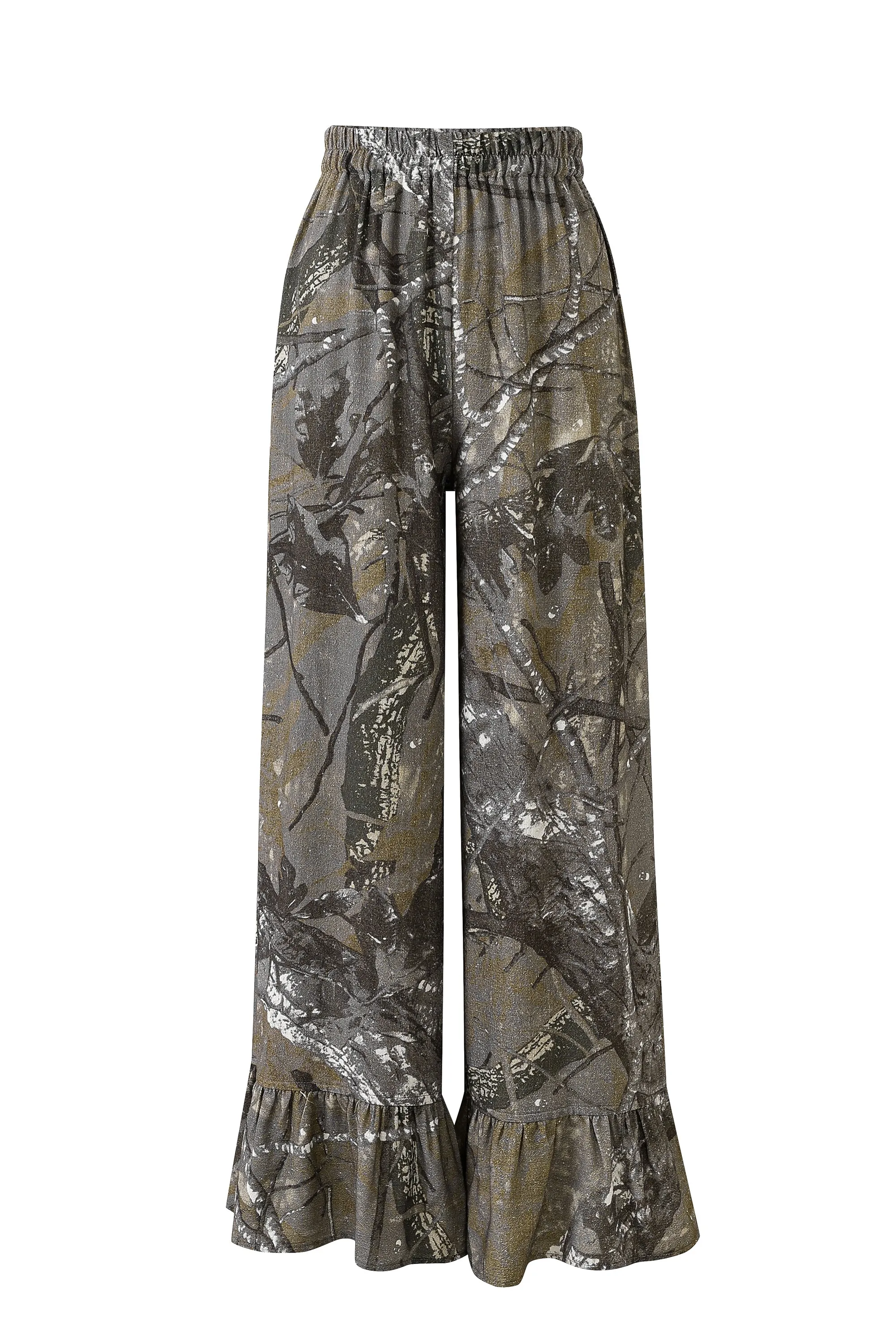 1 left - Ruffle Pantaloons Soft Linen Forest Camo sold by Fashion Brand Company product image thumbnail 2