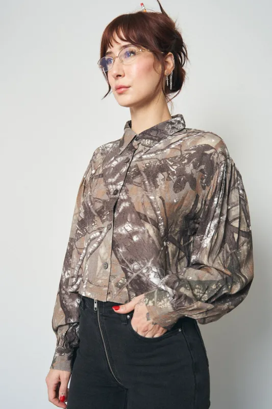 2 left - Long Sleeve Soft Linen Fantasy Blouse Forest Camo sold by Fashion Brand Company