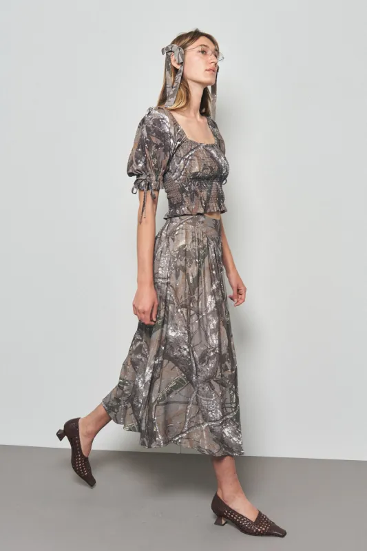 Park Skirt Soft Linen Forest Camo made by Fashion Brand Company