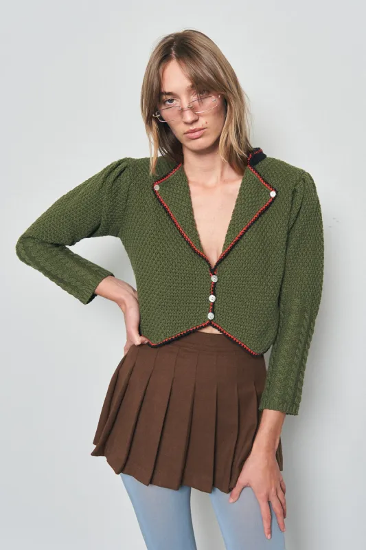 Moss Green Cotton blend Cardigan made by Fashion Brand Company