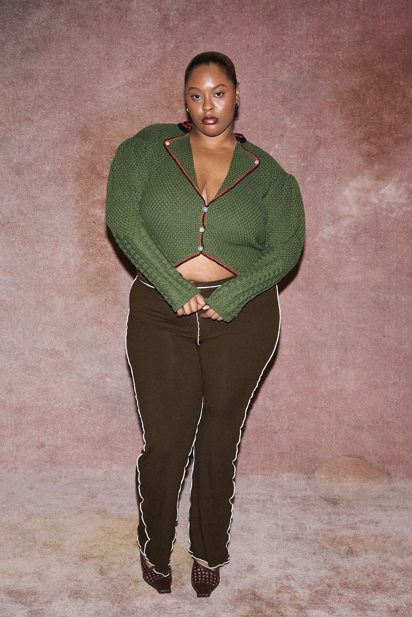 Moss Green Cotton blend Cardigan sold by Fashion Brand Company product image thumbnail 5