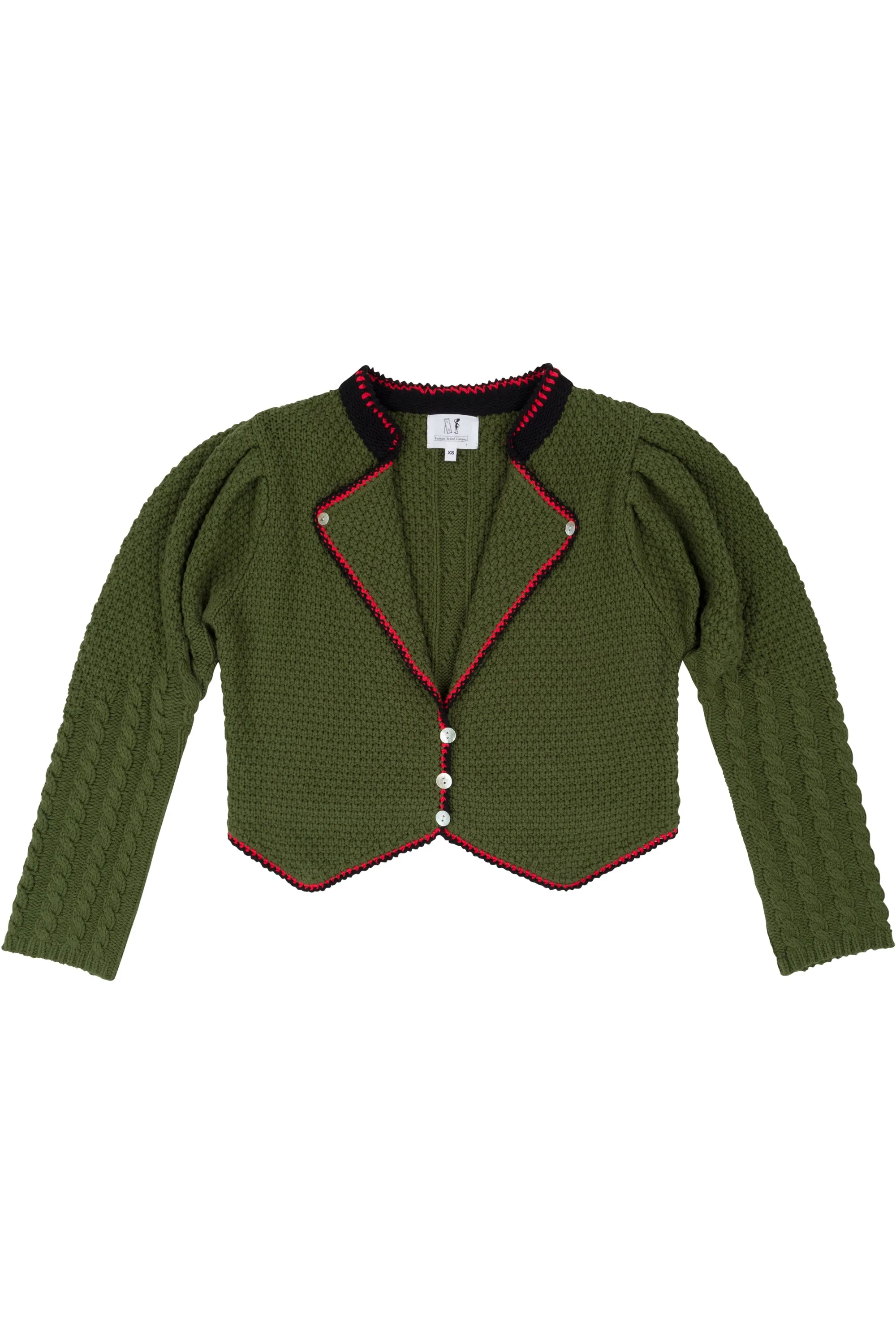Moss Green Cotton blend Cardigan sold by Fashion Brand Company product image thumbnail 2
