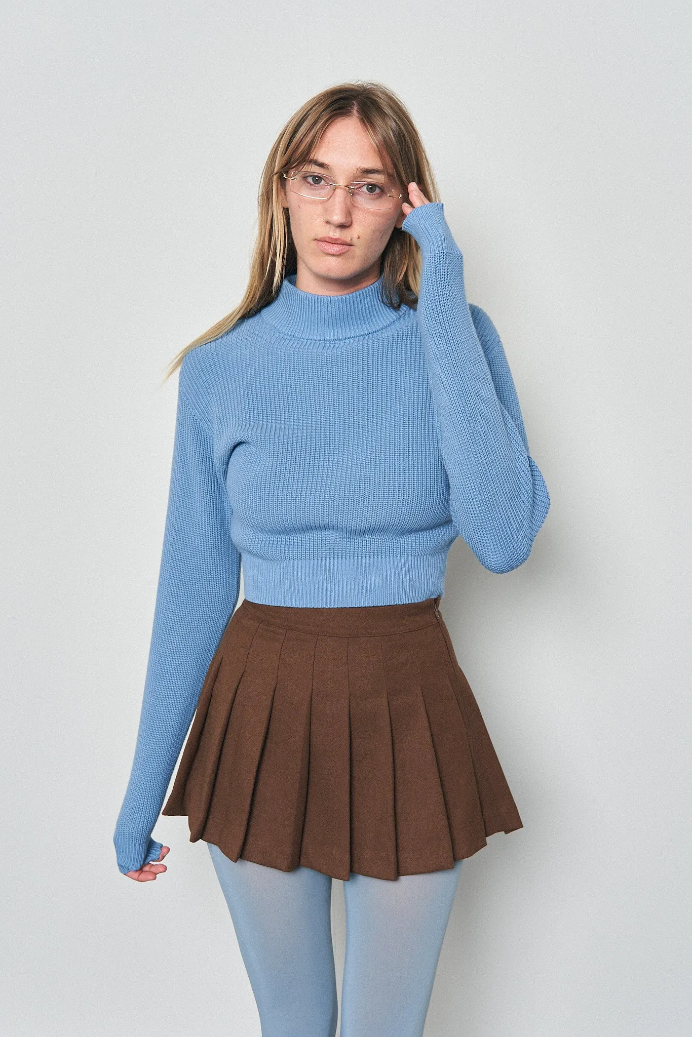 3 left - Blue Cotton Turtleneck Sweater sold by Fashion Brand Company