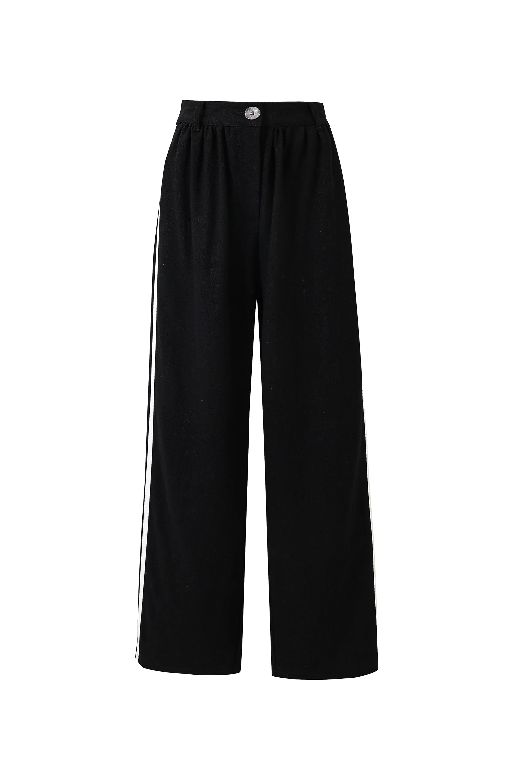 Straight Leg Trousers Thick Linen Sporty Black sold by Fashion Brand Company product image thumbnail 2