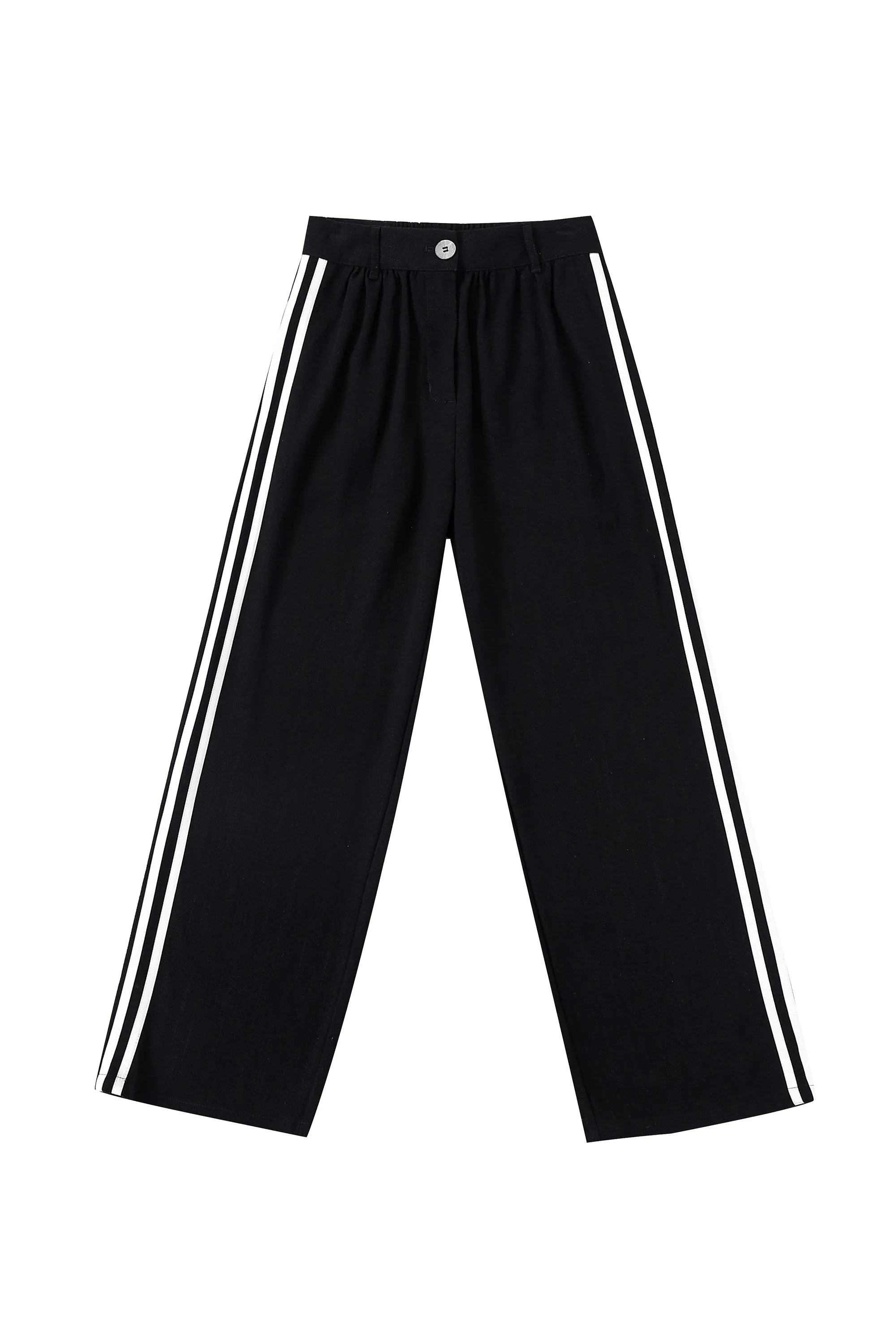 Straight Leg Trousers Thick Linen Sporty Black sold by Fashion Brand Company