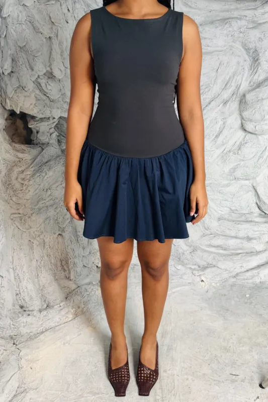 SAMPLE #328 - M Navy Blue Drop Waist Dress sold by Fashion Brand Company