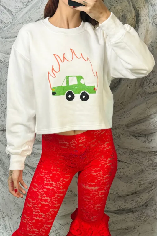SAMPLE #282 - S Burning Car Crewneck sold by Fashion Brand Company
