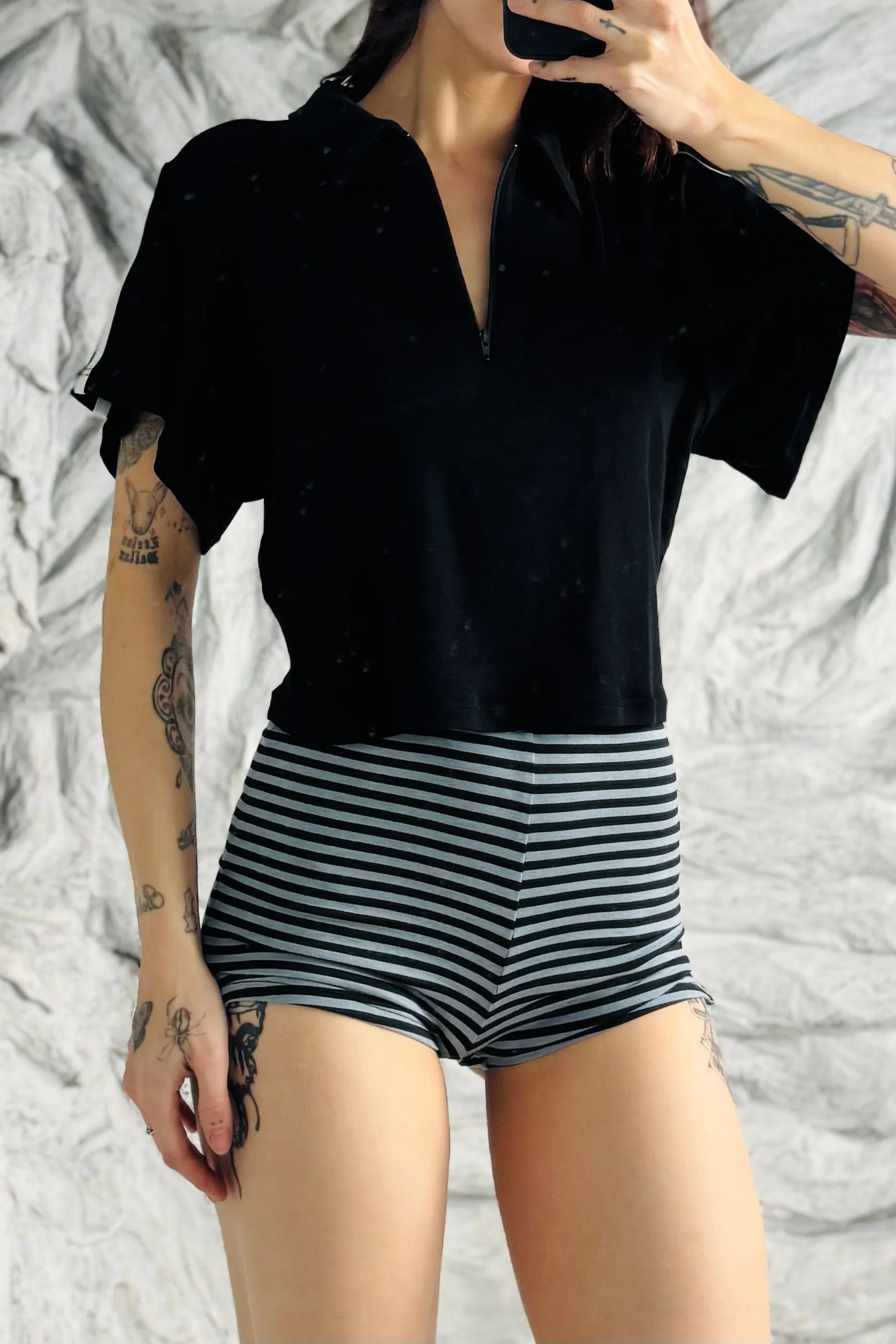 SAMPLE #290 - S Black Zip Collar wool/tencel Polo sold by Fashion Brand Company product image thumbnail 3