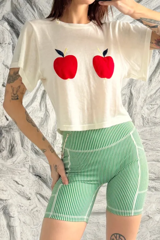 SAMPLE #303 - S Apple Boobs Wool/tencel knit Crop tee made by Fashion Brand Company