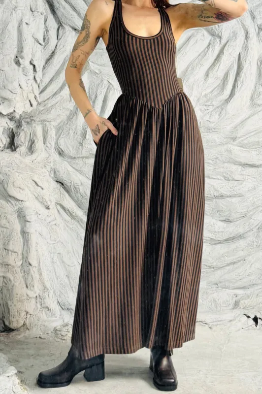 SAMPLE #313 - S Brown Striped Tank Maxi Dress made by Fashion Brand Company