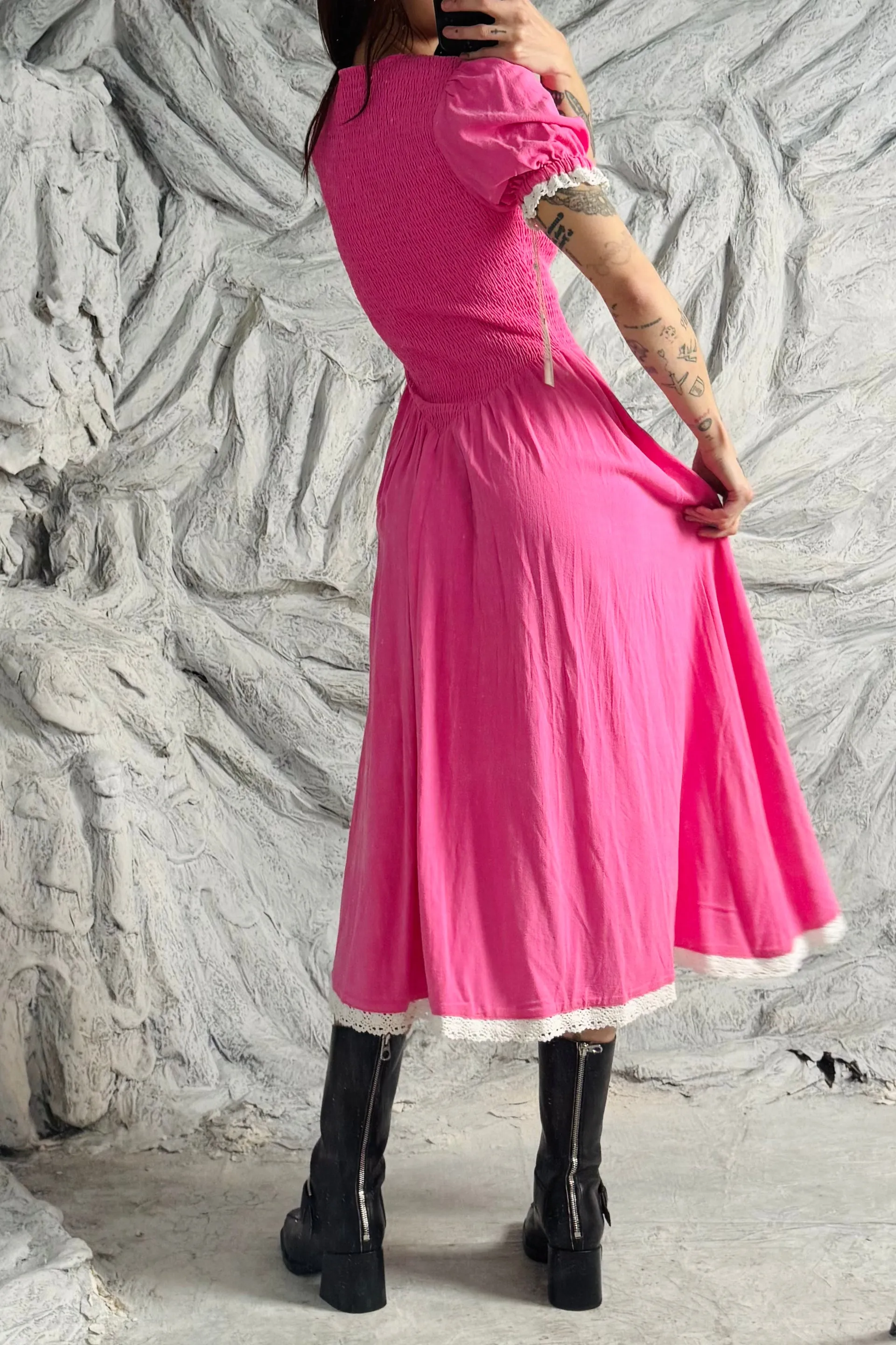 SAMPLE #316 - S Hot Pink Linen Maxi Dress sold by Fashion Brand Company product image thumbnail 2
