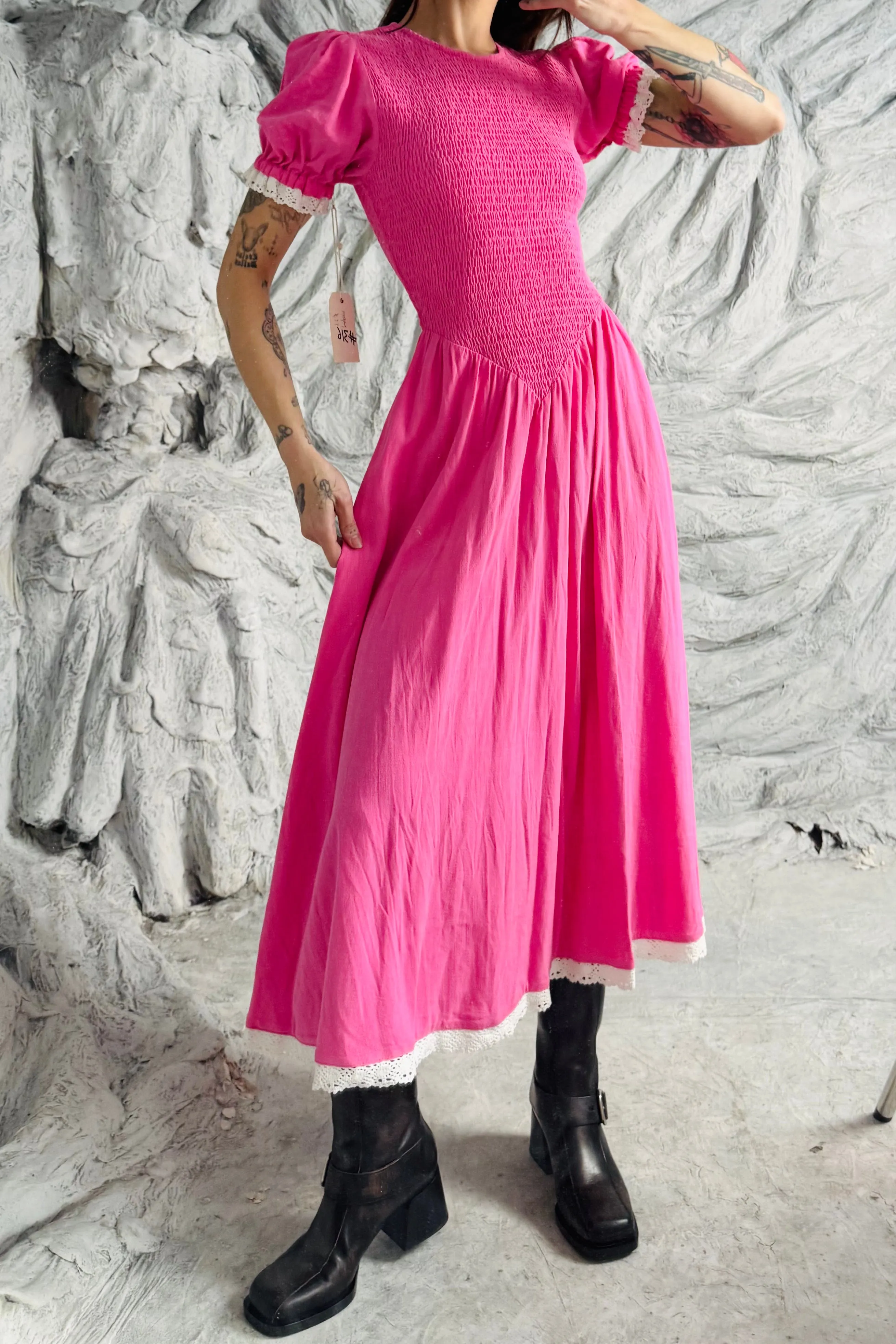 SAMPLE #316 - S Hot Pink Linen Maxi Dress sold by Fashion Brand Company product image thumbnail 4