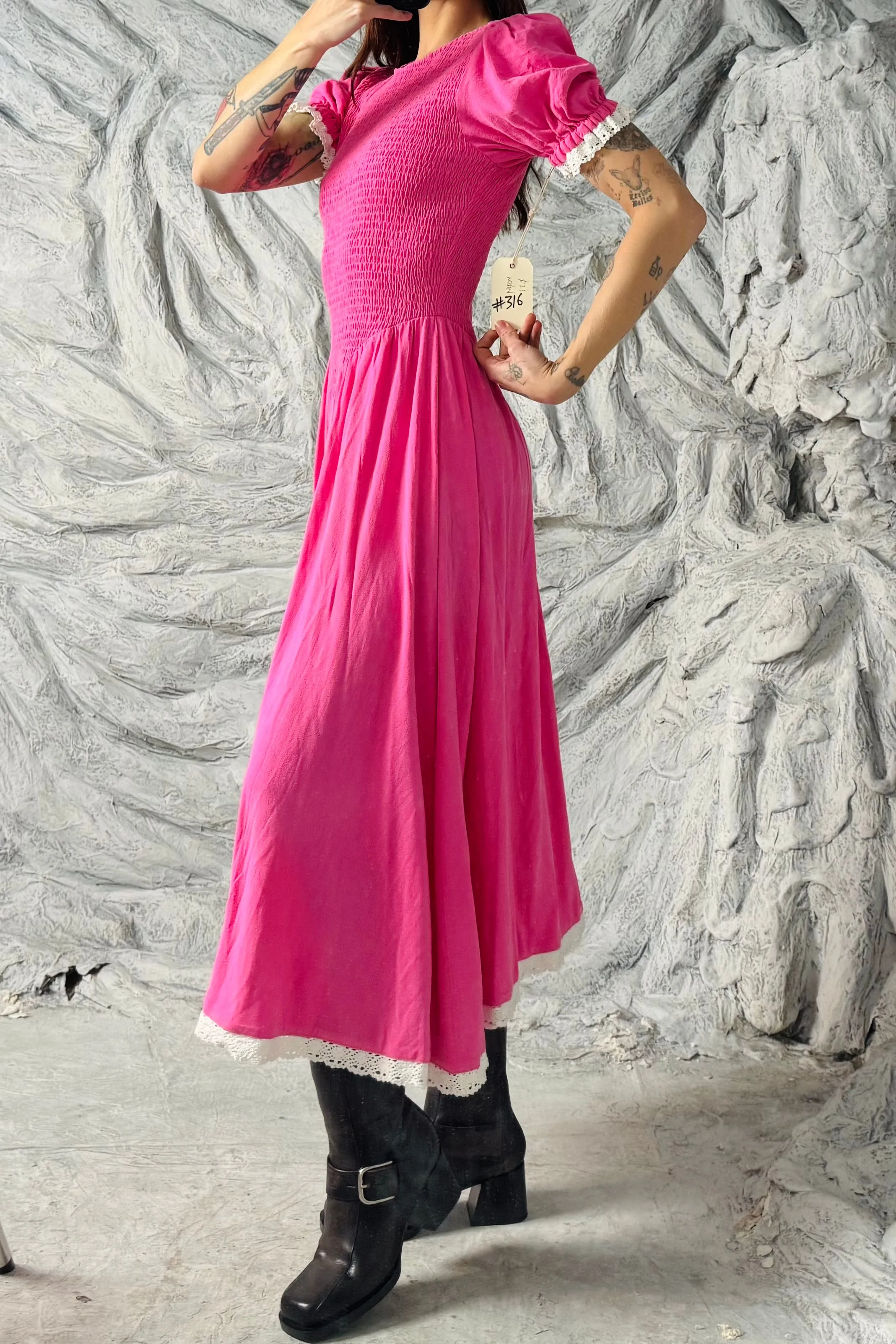 SAMPLE #316 - S Hot Pink Linen Maxi Dress sold by Fashion Brand Company product image thumbnail 3