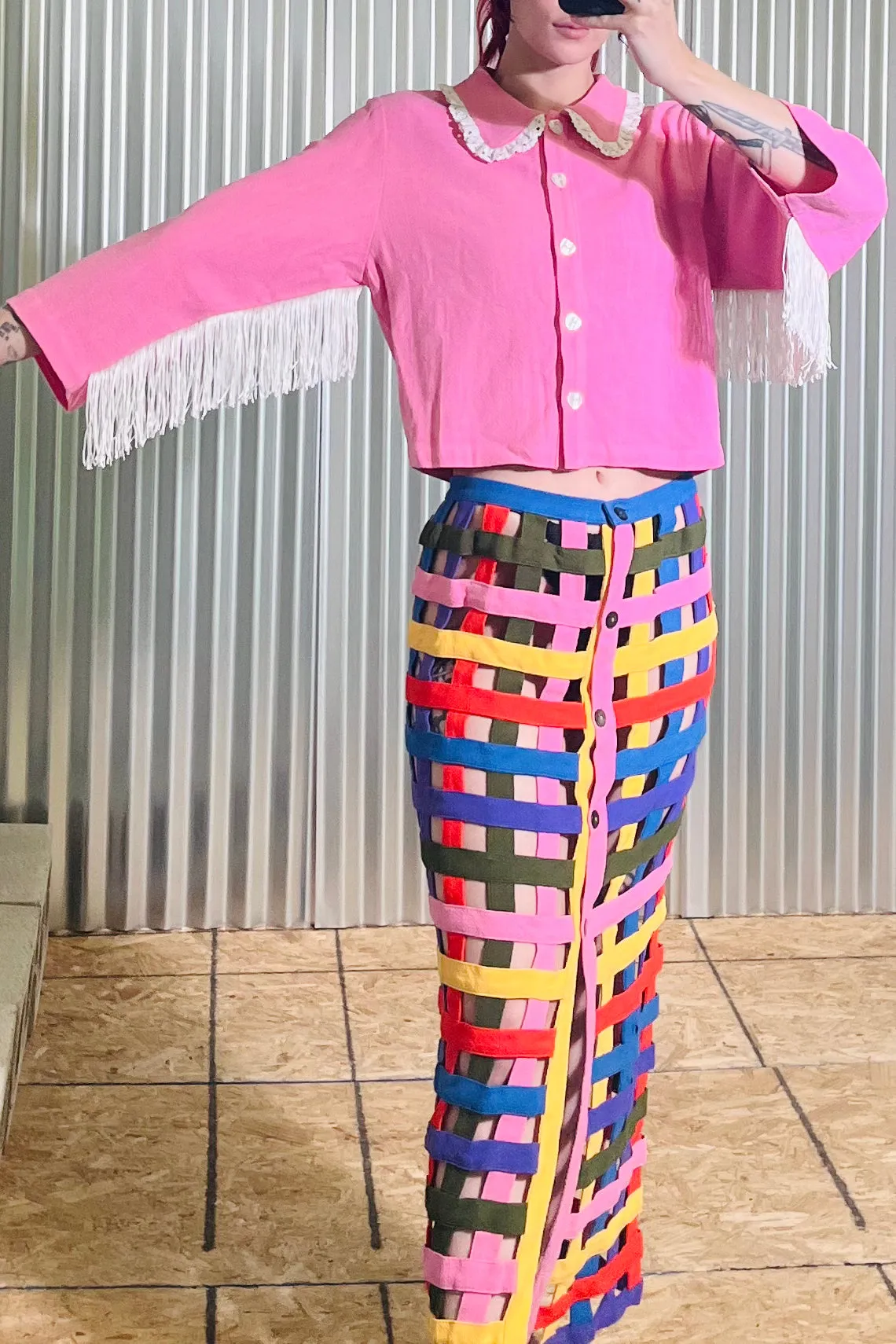 SAMPLE - M/L Fringe Pink Linen Blouse sold by Fashion Brand Company product image thumbnail 2