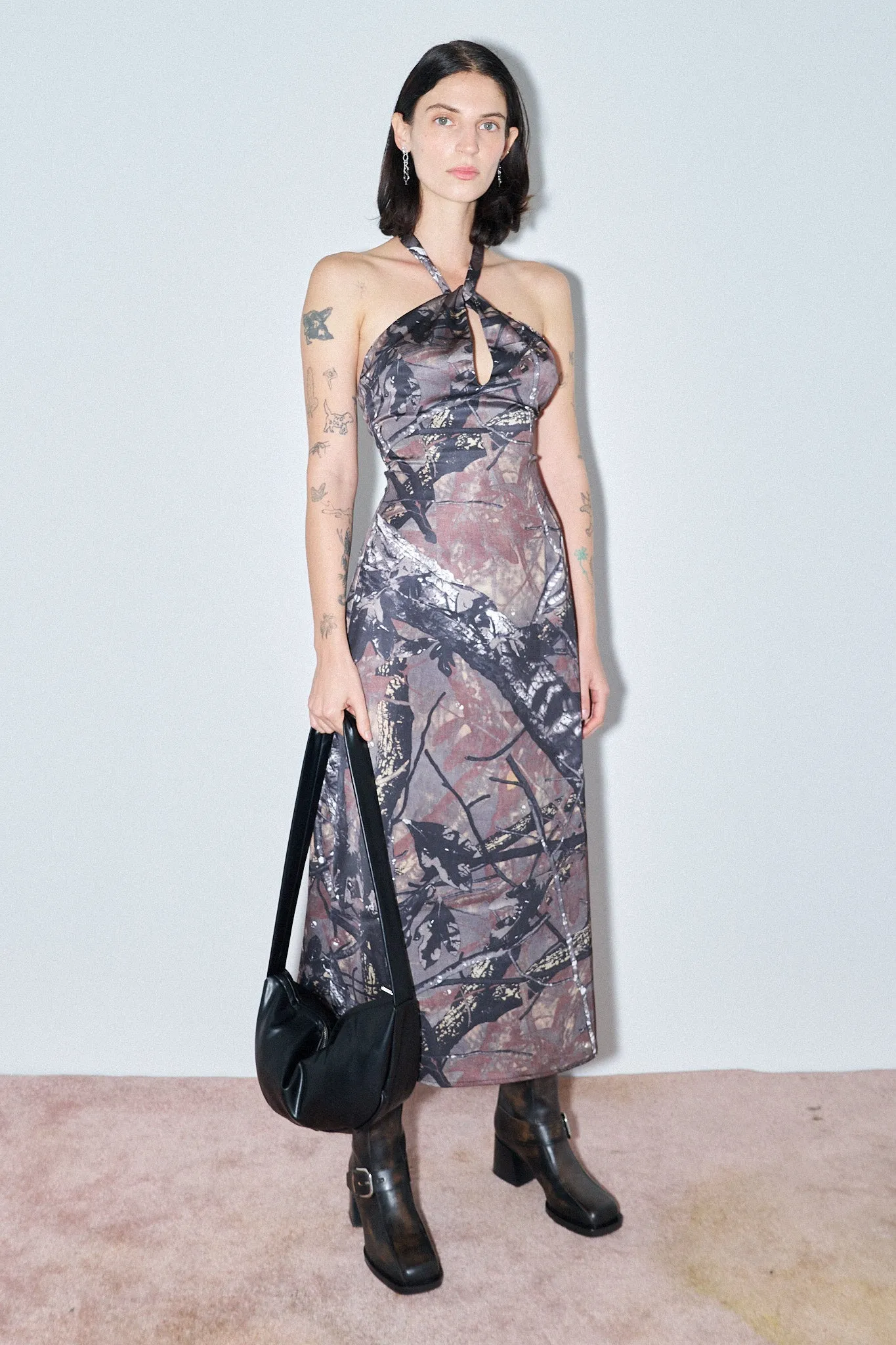 1 left - Forest Camo Satin Halter Dress sold by Fashion Brand Company product image thumbnail 5