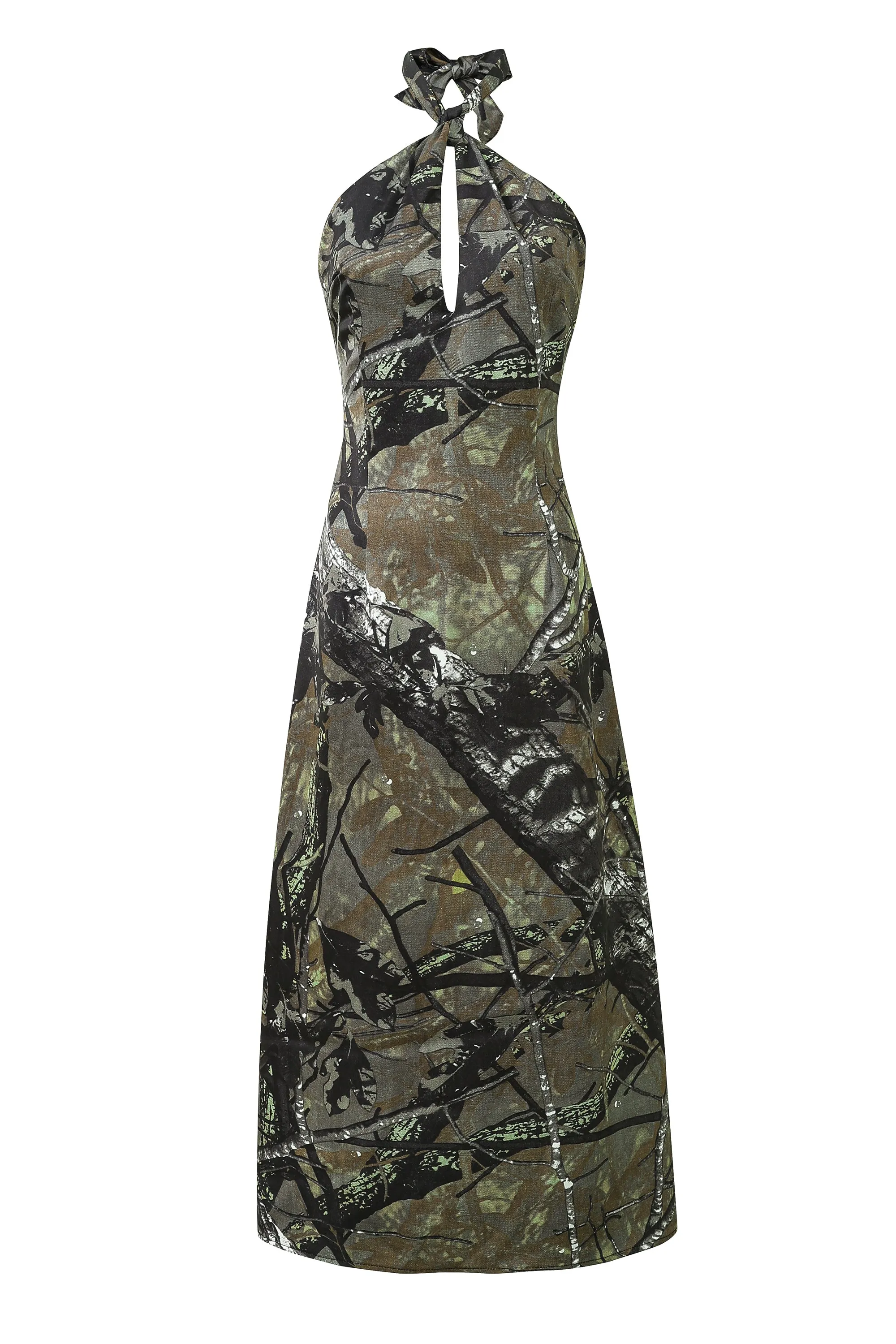 1 left - Forest Camo Satin Halter Dress sold by Fashion Brand Company product image thumbnail 3