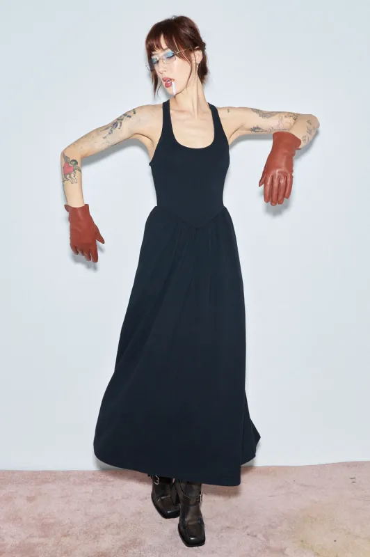 1 left - Breathable Pique Cotton Crossback Maxi Travel Dress Black made by Fashion Brand Company