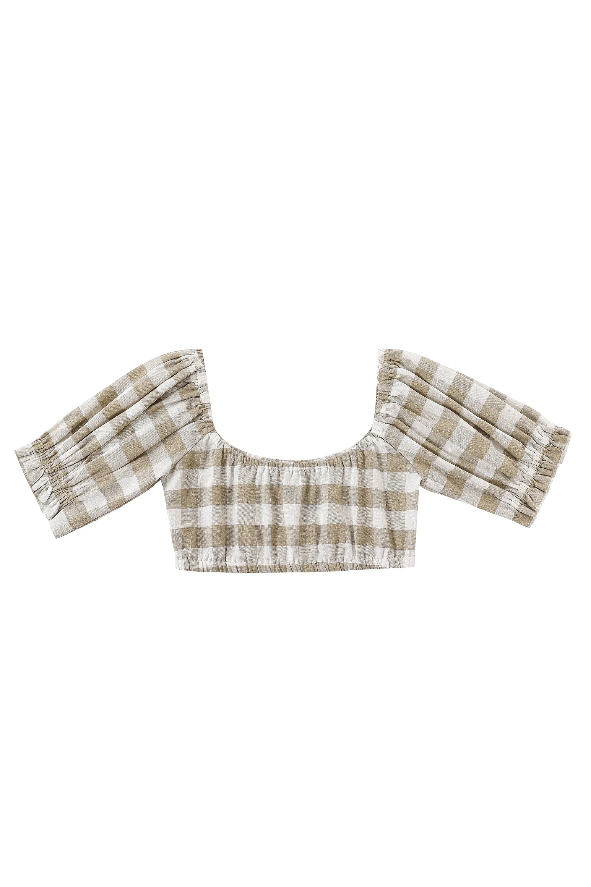 1 left - Wench Crop Top Cotton Beige Gingham sold by Fashion Brand Company product image thumbnail 2