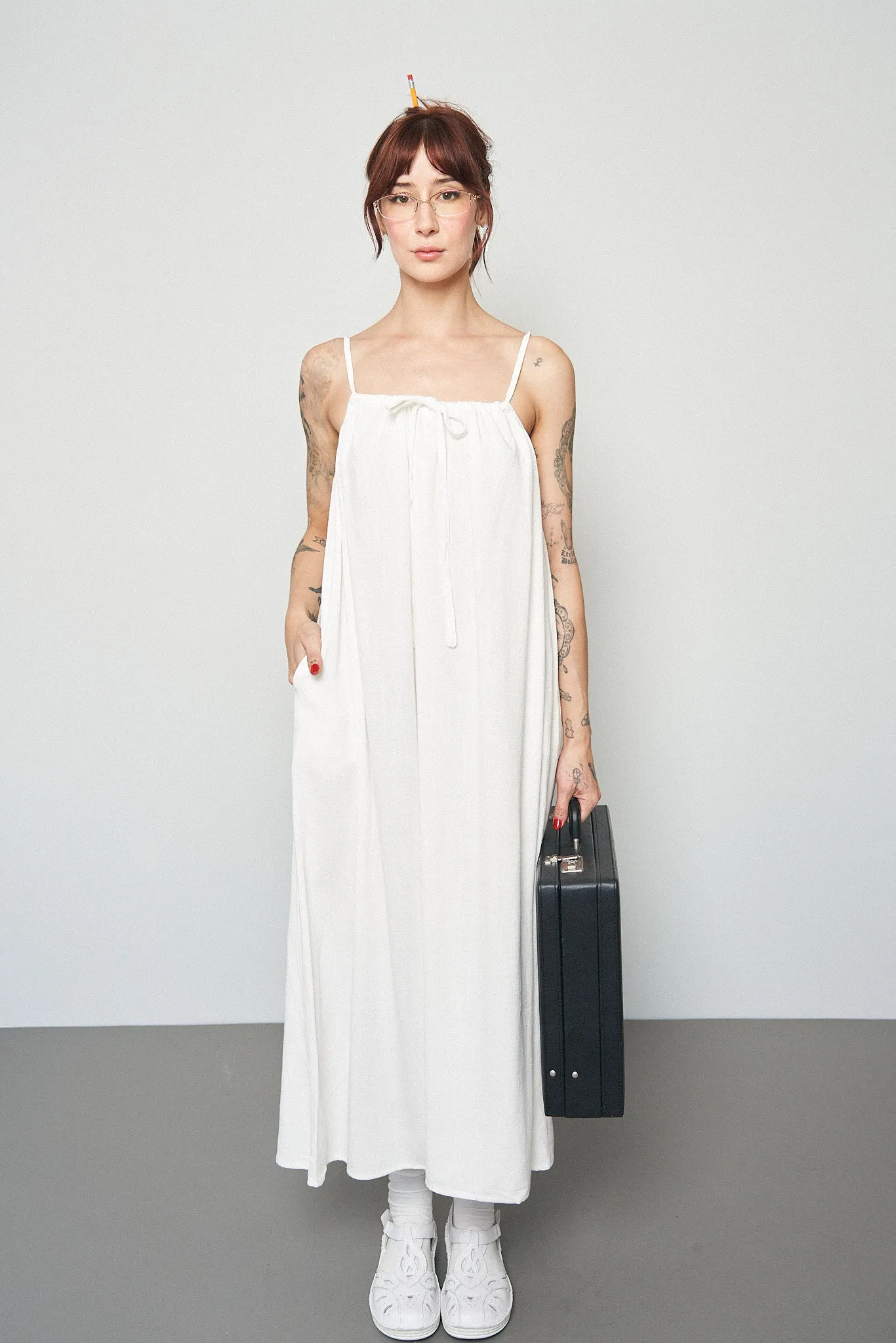 Tent Dress Soft Linen White sold by Fashion Brand Company product image thumbnail 3