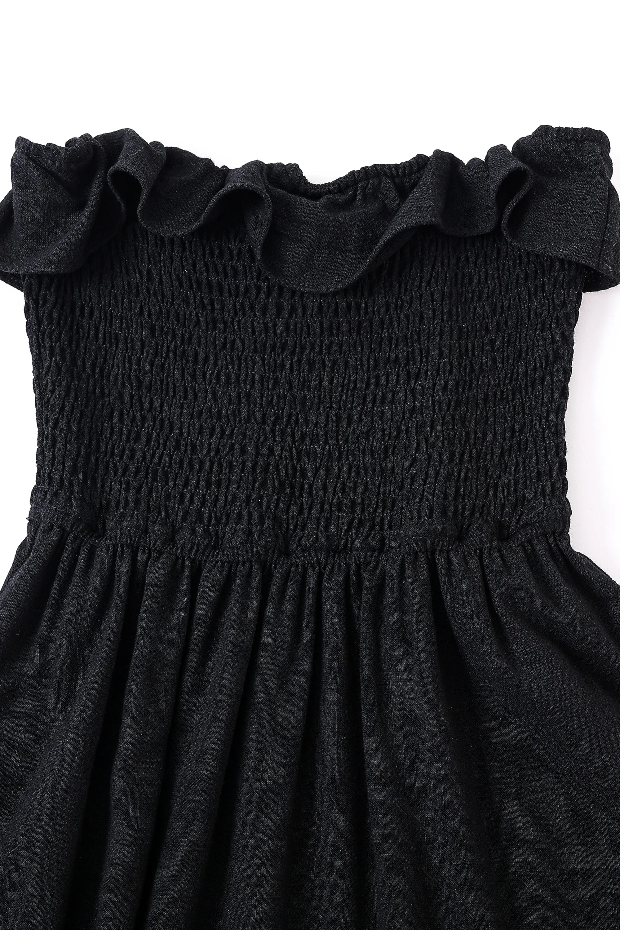 Smocked Strapless Dress Soft Linen Black sold by Fashion Brand Company product image thumbnail 3