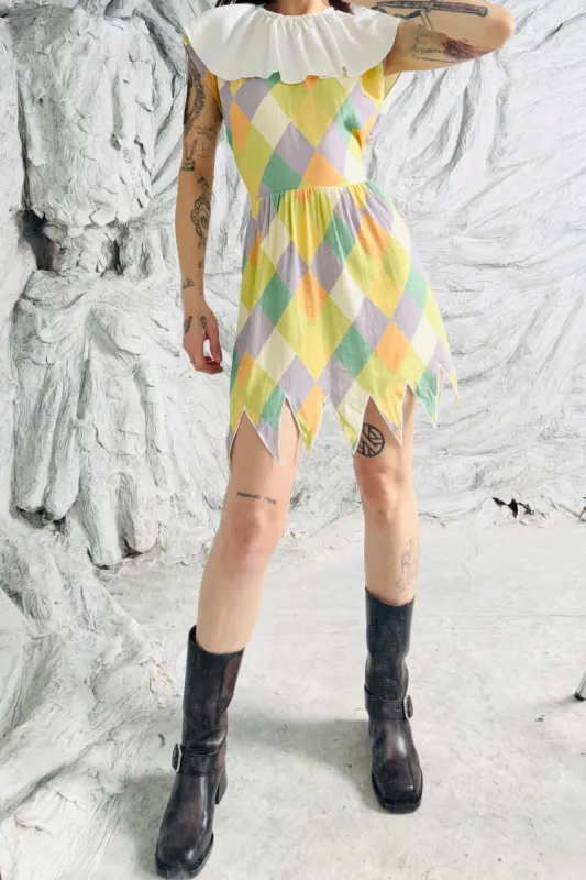 SAMPLE #382 - S Multi Color Clown Linen Dress made by Fashion Brand Company