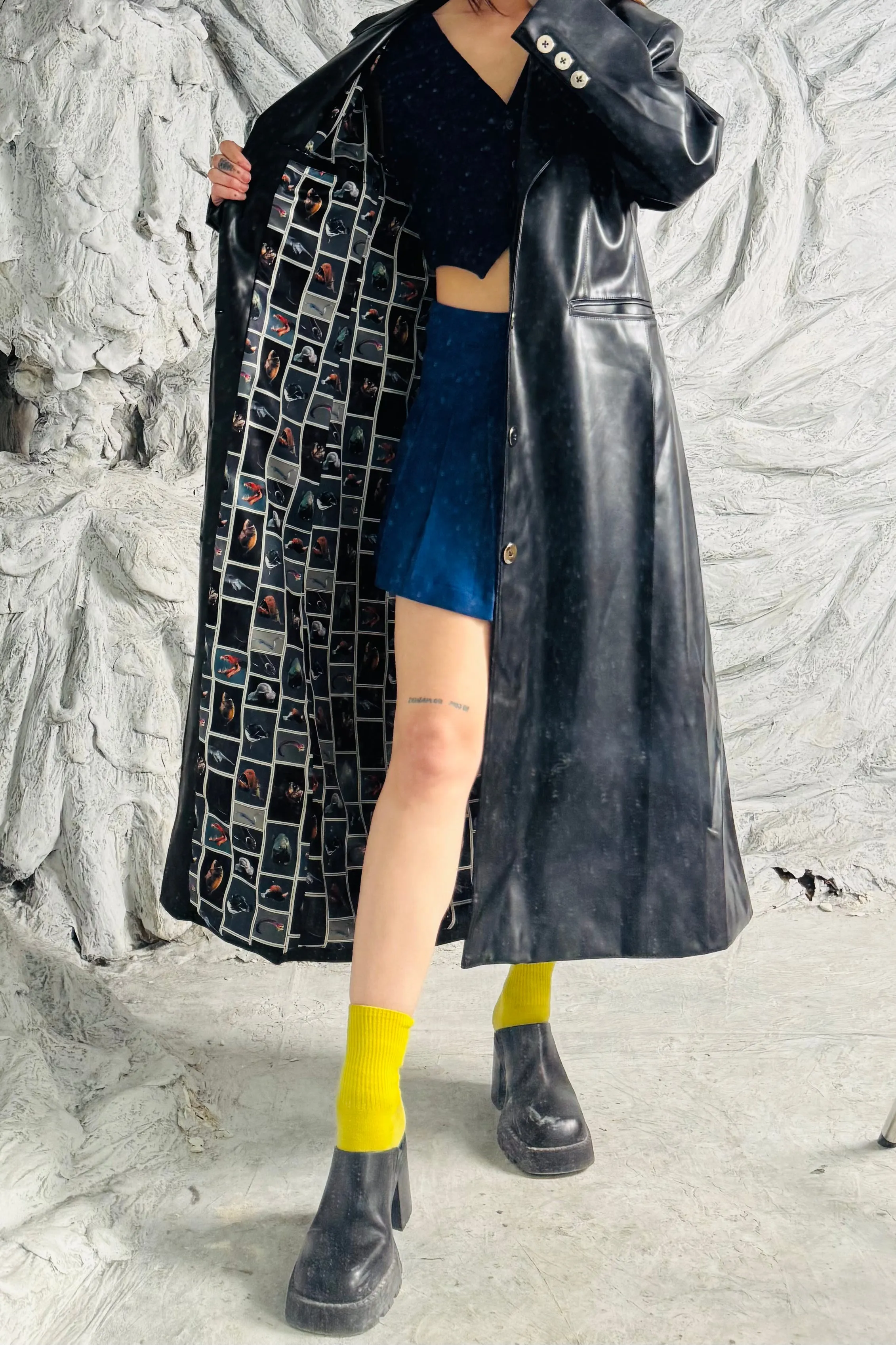 SAMPLE #380 - S Plant Faux Leather Trench sold by Fashion Brand Company product image thumbnail 2