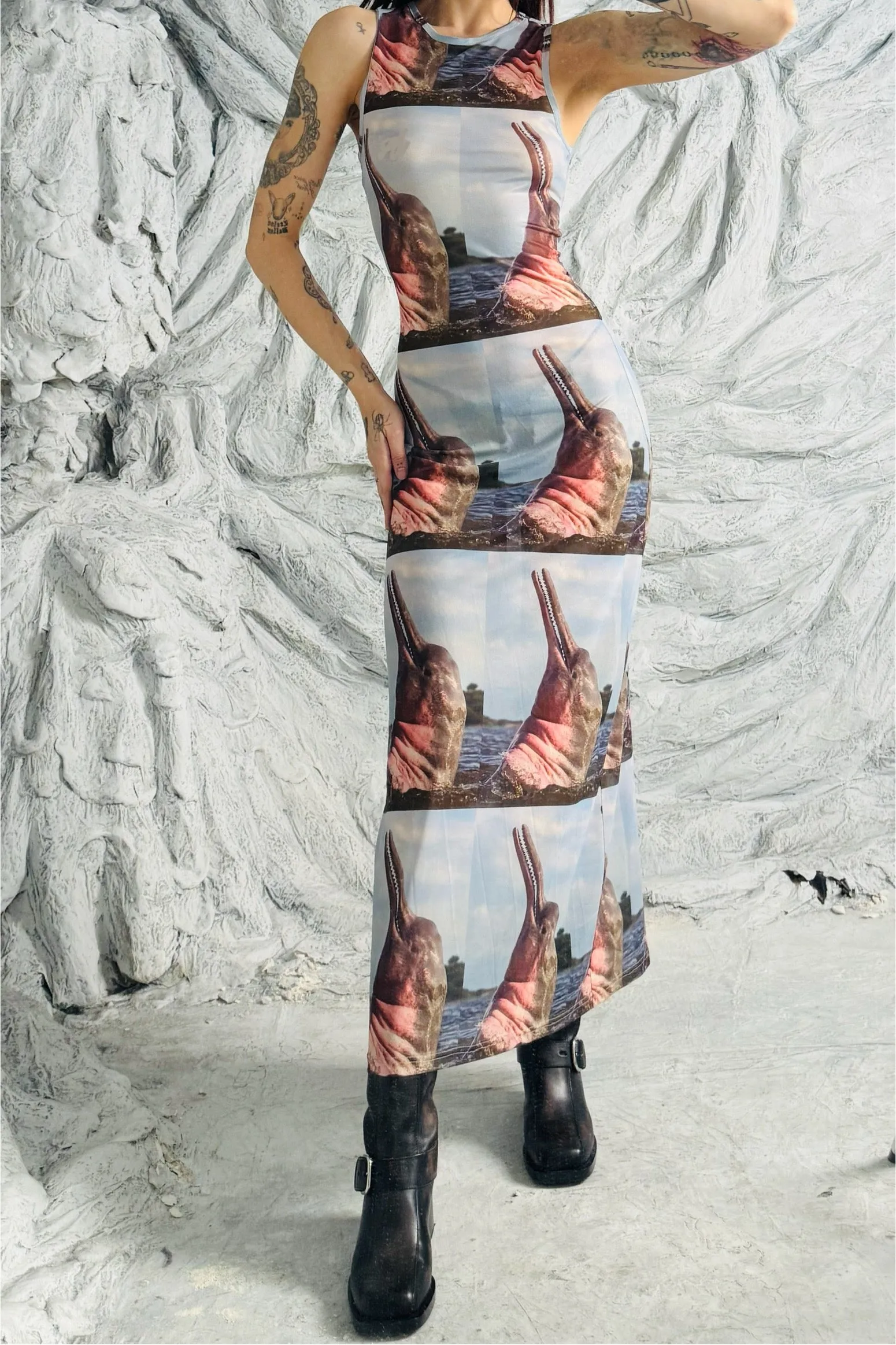 SAMPLE #351 - S Mesh Dolphin Gown sold by Fashion Brand Company