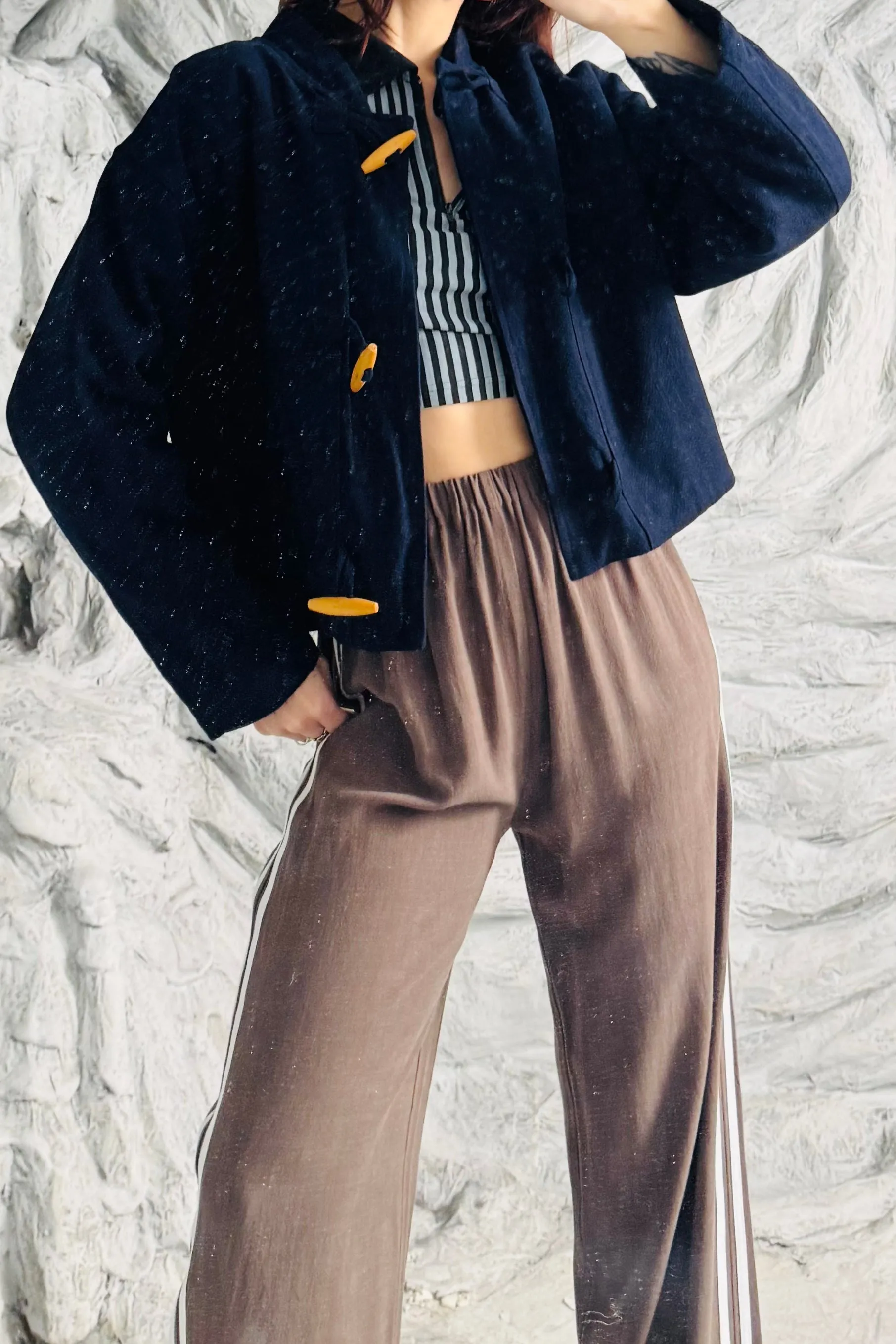 SAMPLE #347 - S Linen Navy Crop Jacket sold by Fashion Brand Company product image thumbnail 2