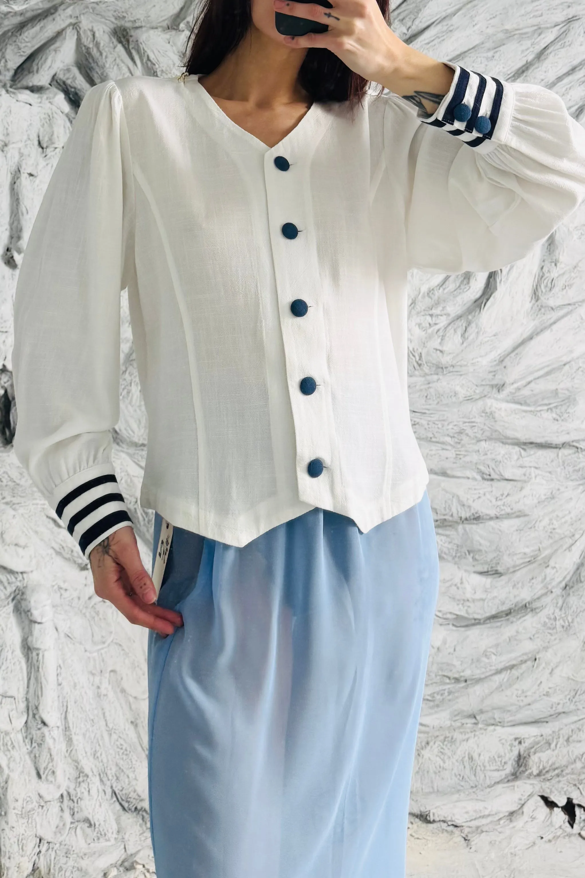 SAMPLE #343 - S Linen Sailor Blouse sold by Fashion Brand Company