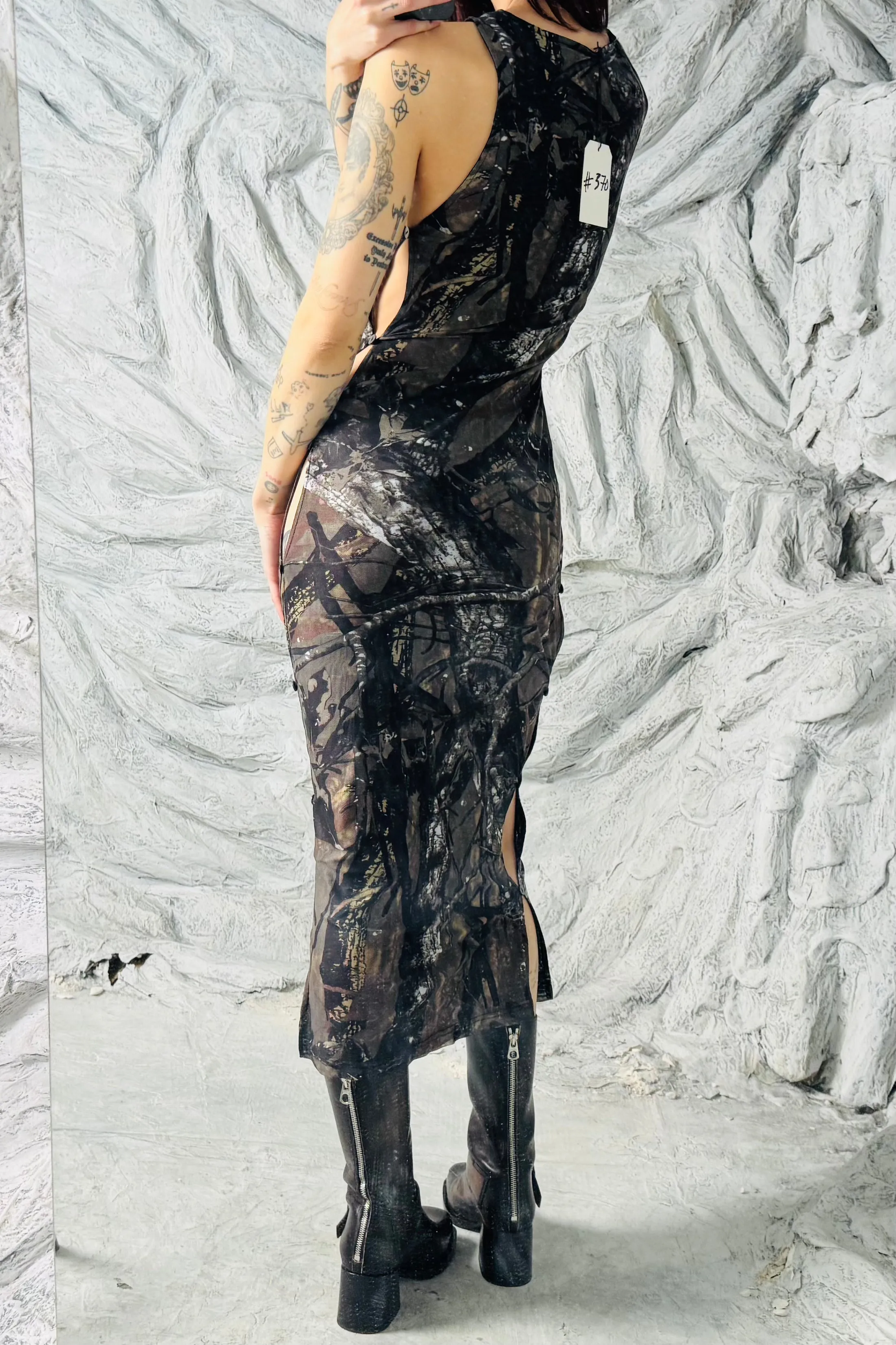 SAMPLE #370 - S Forest Camo Mesh Maxi Dress sold by Fashion Brand Company product image thumbnail 3