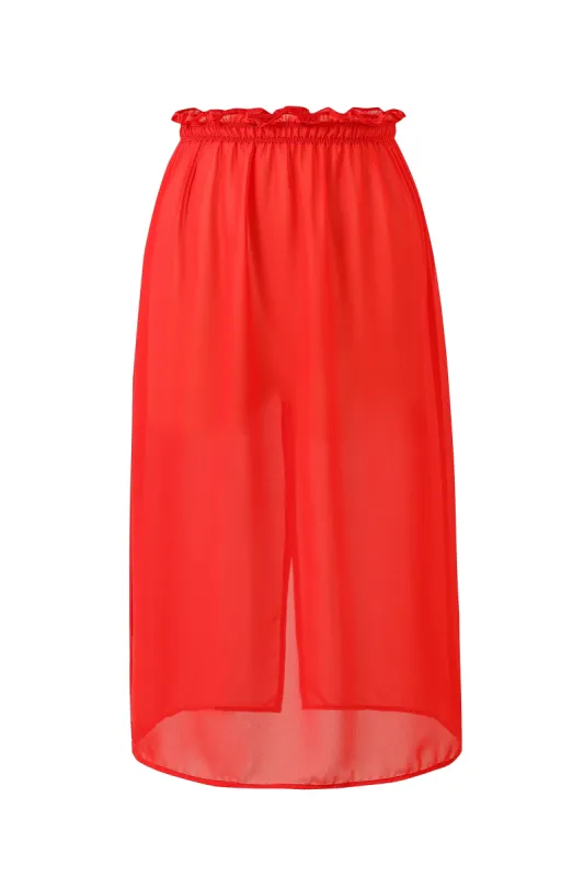 Sheer Red Chiffon Skirt sold by Fashion Brand Company