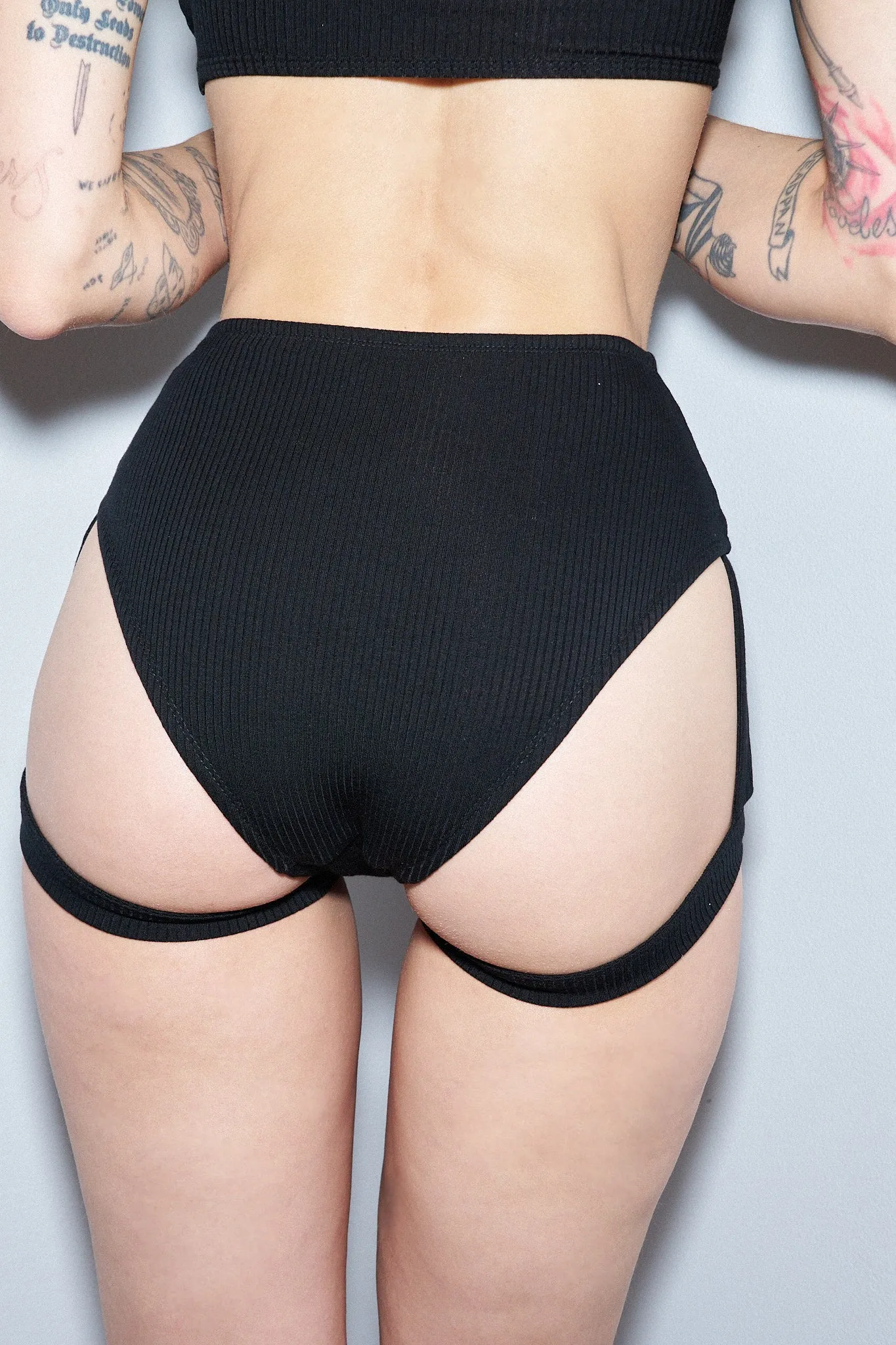 High Waist Garter Underwear Tencel Rib Black sold by Fashion Brand Company product image thumbnail 2