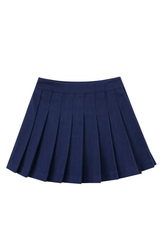 Navy Pleated Micro Mini Skirt sold by Fashion Brand Company