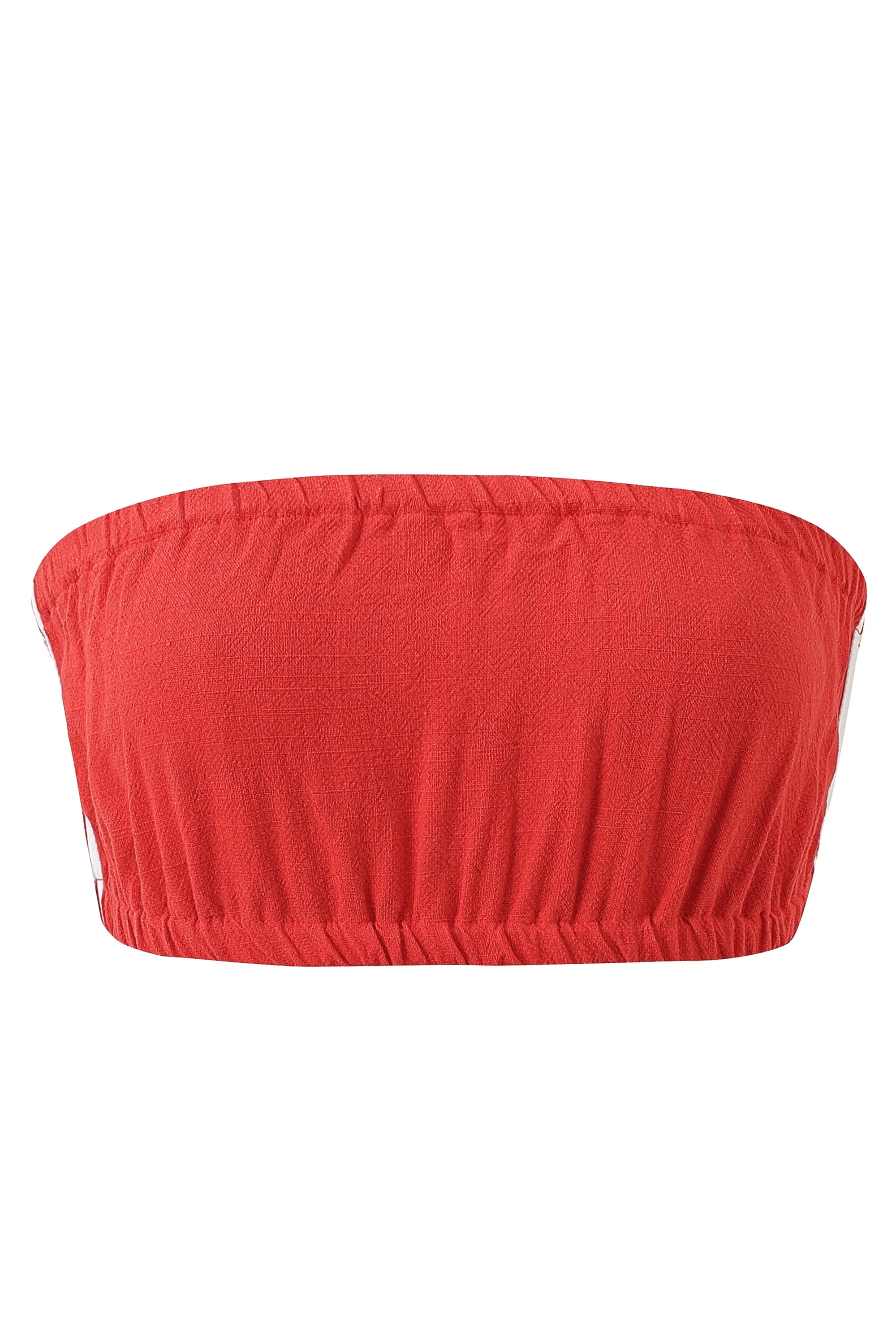 3 left - Soft Linen Tube Top Sporty Red sold by Fashion Brand Company