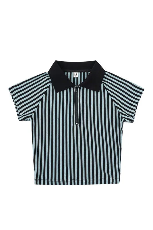 Zip Polo Blue Stripe sold by Fashion Brand Company