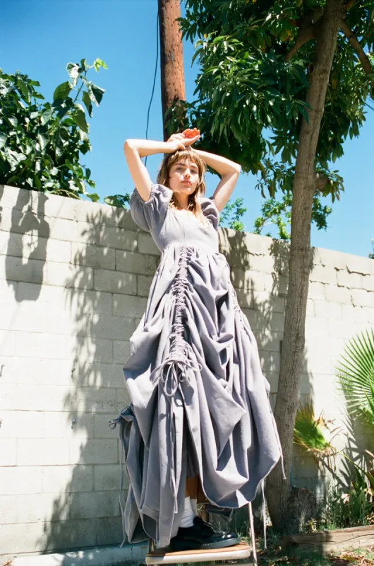Adjustable lengths gray gown made by Fashion Brand Company