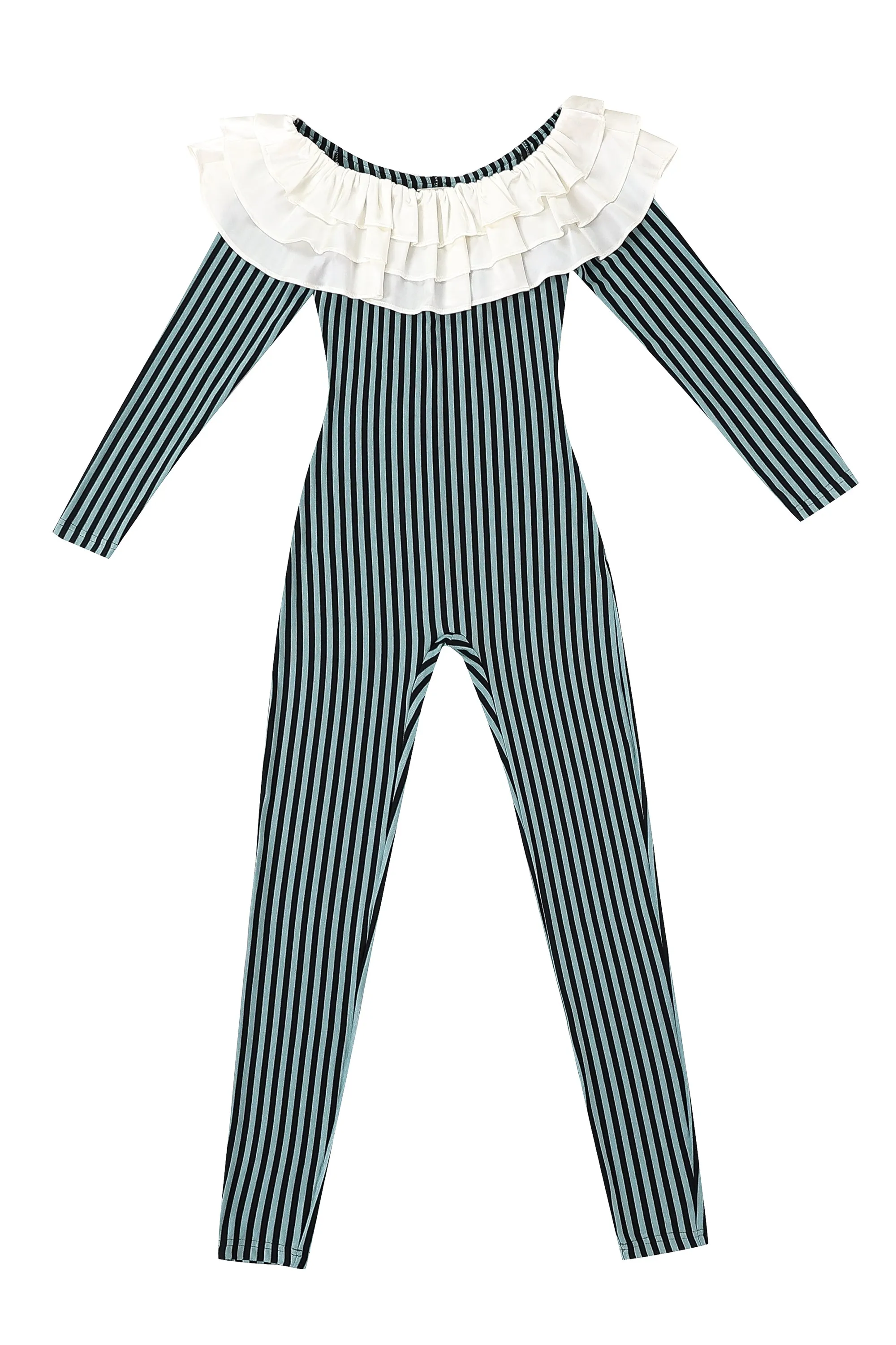 Pierrot Jumpsuit with Silk Collar Blue Stripe sold by Fashion Brand Company