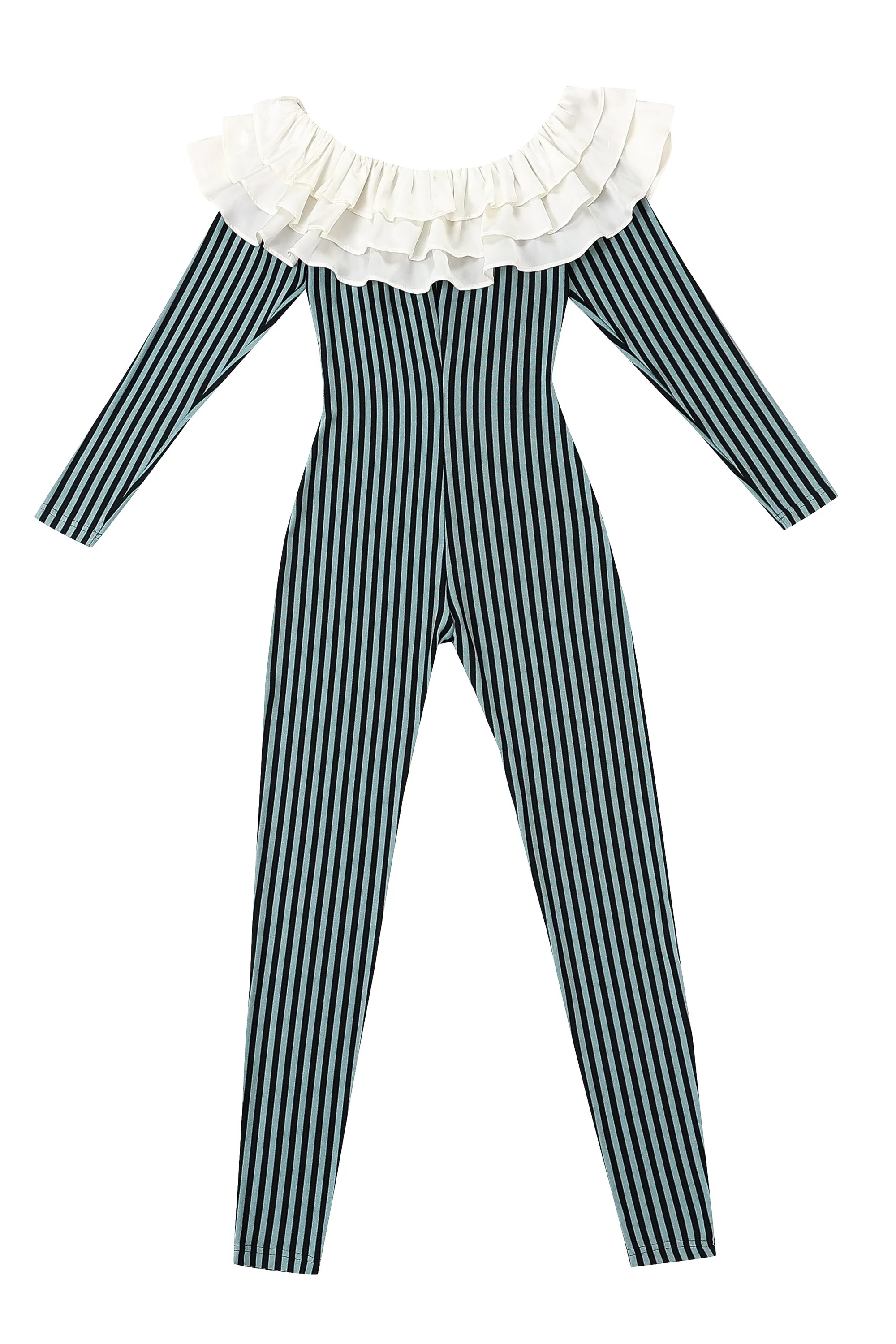 Pierrot Jumpsuit with Silk Collar Blue Stripe sold by Fashion Brand Company product image thumbnail 4