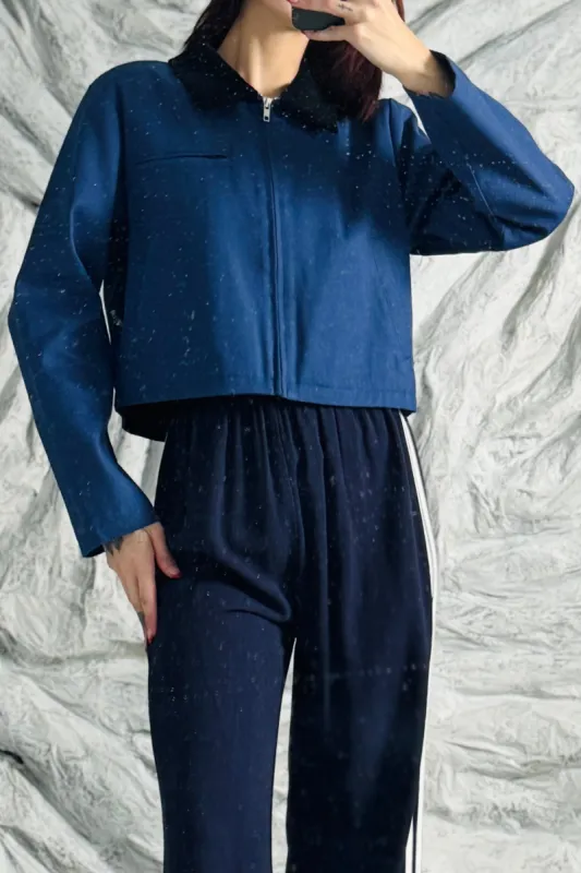 SAMPLE #19 - S/M Navy Crop Canvas Jacket made by Fashion Brand Company