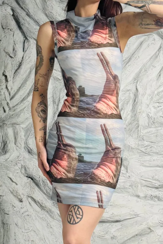SAMPLE #89 - S Mesh Dolphin Turtleneck Dress sold by Fashion Brand Company