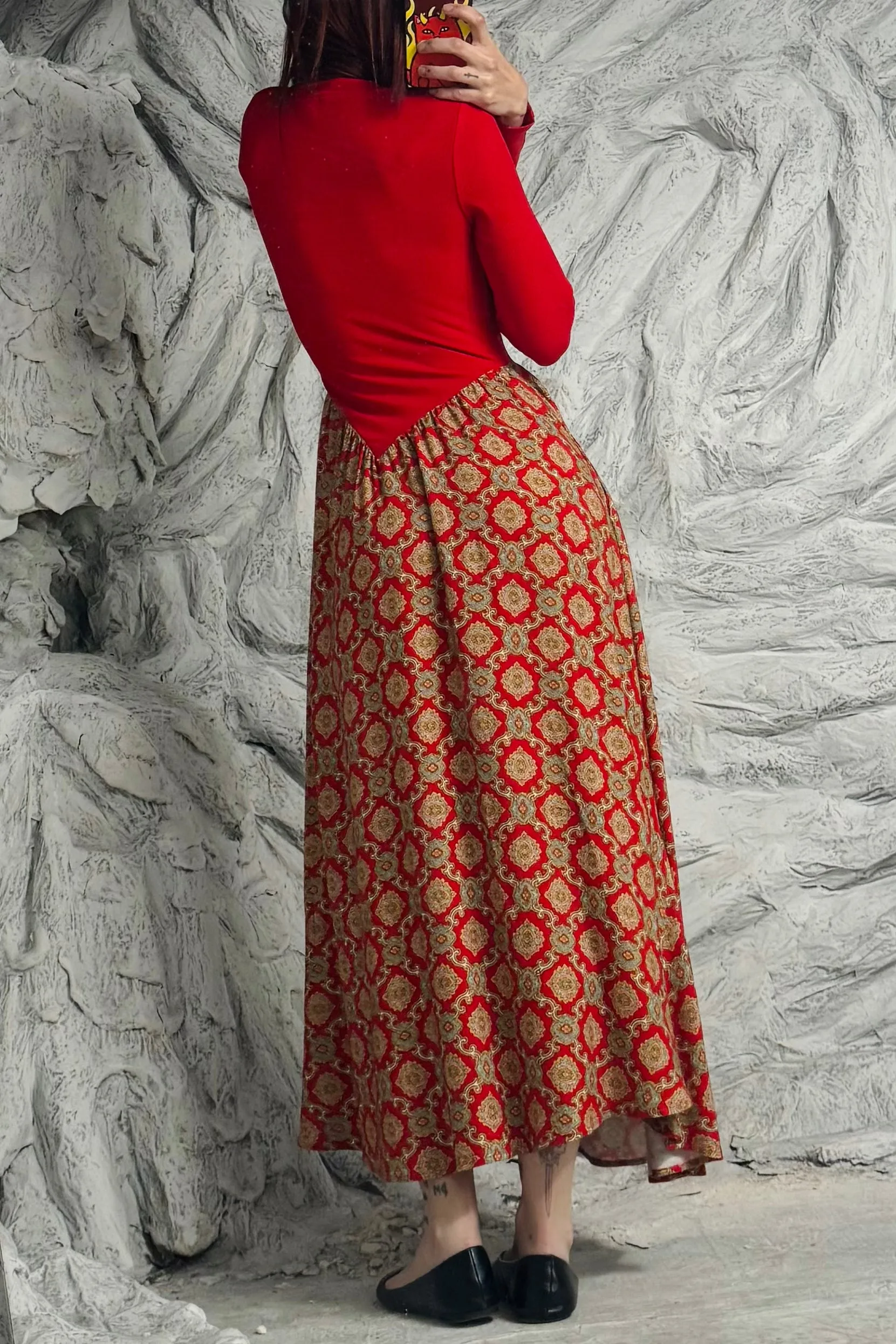 SAMPLE #103 - S Red Tencel and Paisley Maxi sold by Fashion Brand Company product image thumbnail 2