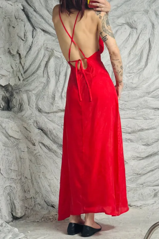 SAMPLE #98 - S Japanese Red Cupro Maxi (mimi wants to buy) made by Fashion Brand Company