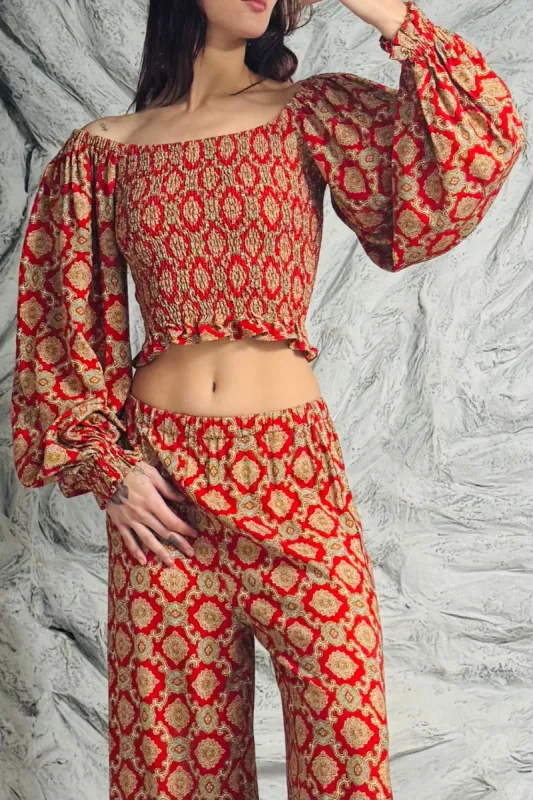 SAMPLE #90 - S Paisley Puff Sleeve Top sold by Fashion Brand Company