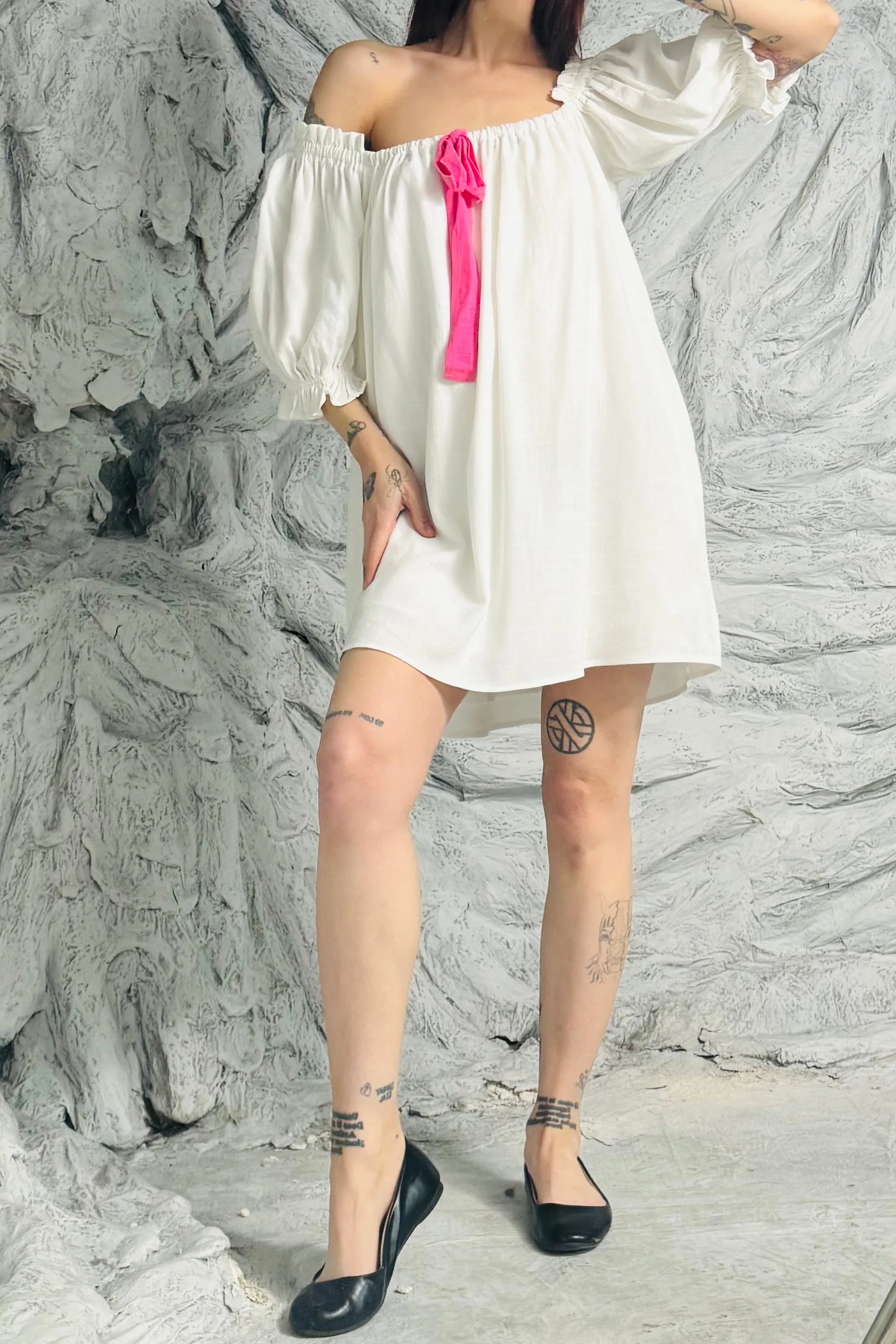 SAMPLE #85 - S White Linen Mini Dress sold by Fashion Brand Company product image thumbnail 4