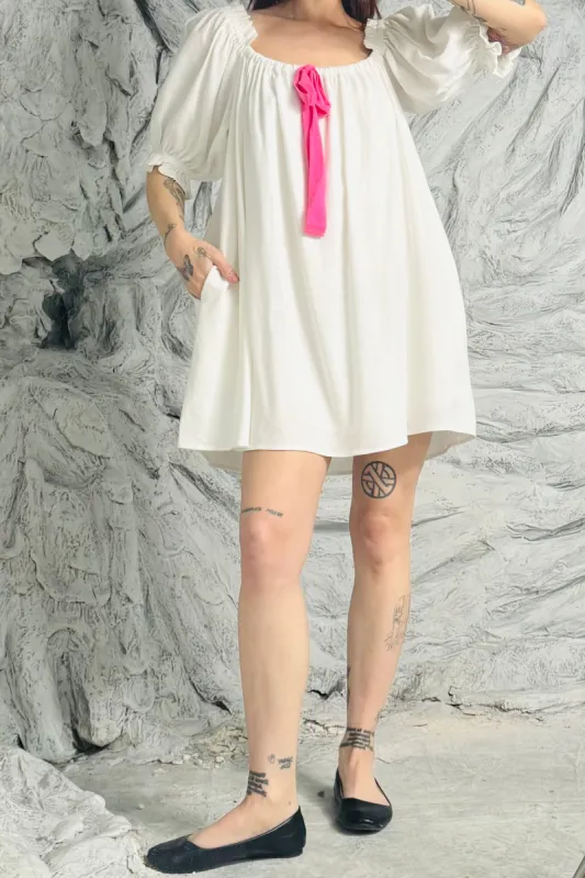 SAMPLE #85 - S White Linen Mini Dress sold by Fashion Brand Company