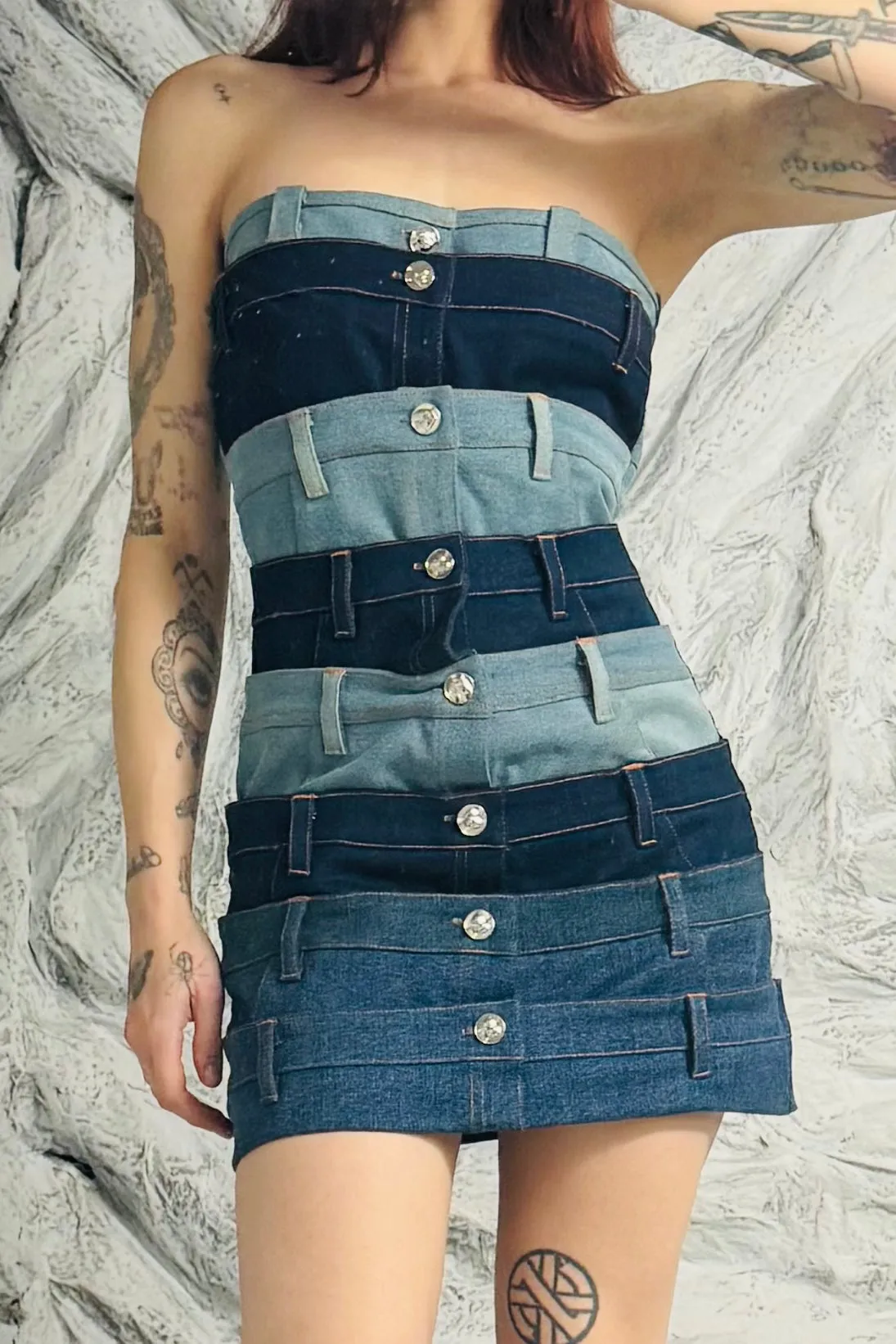 SAMPLE #79 - S Denim Waistbands Strapless Dress sold by Fashion Brand Company product image thumbnail 2